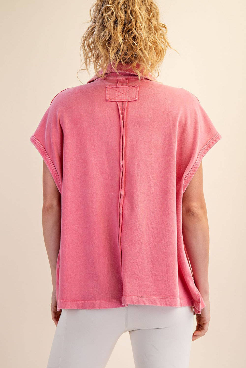 Margot Washed Polo Top-apparel-Rae Mode-The Funky Zebra Ames, Women's Fashion Boutique in Ames, Iowa