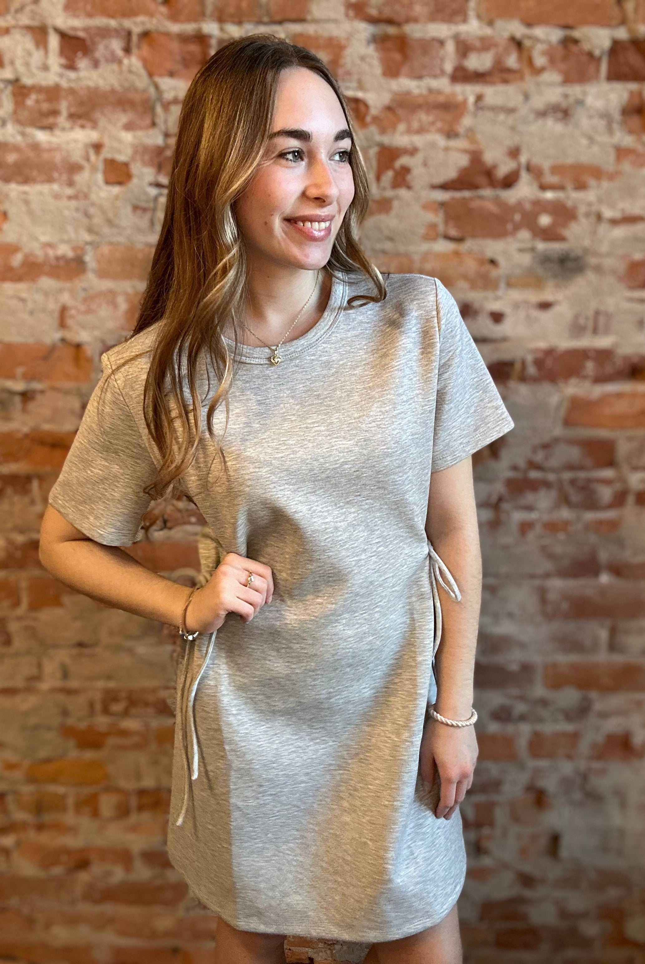 Maggie Tie Shirt Dress-Dresses-Doe and Rae-The Funky Zebra Ames, Women's Fashion Boutique in Ames, Iowa