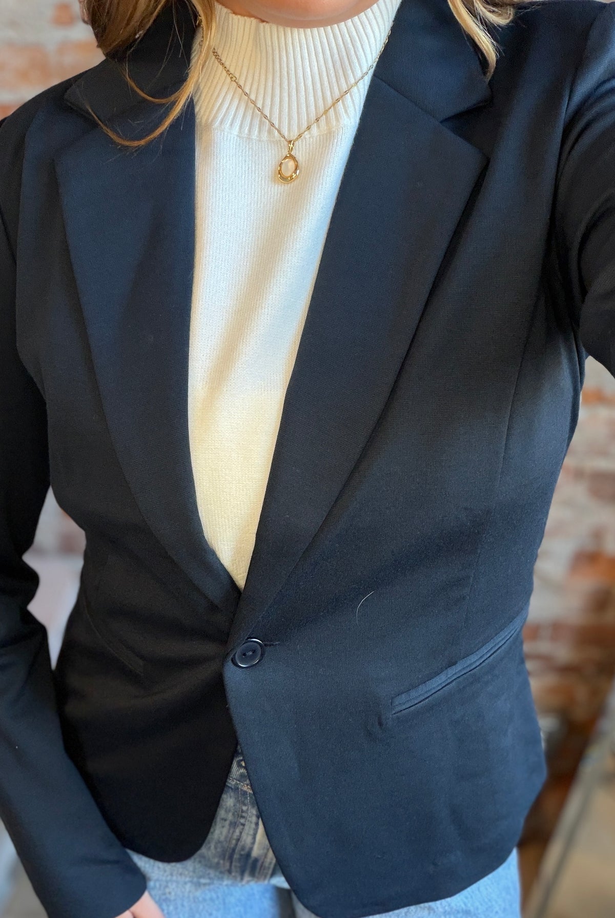 Michael Navy Blazer-apparel-Ichi-The Funky Zebra Ames, Women's Fashion Boutique in Ames, Iowa