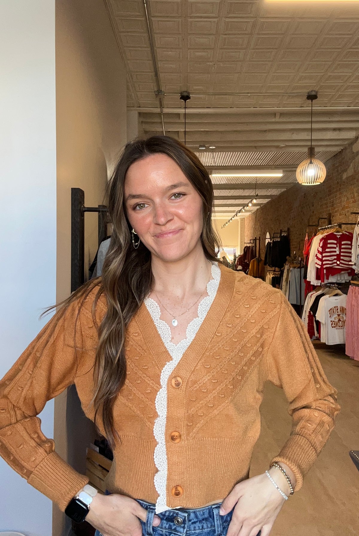 Annie Lace Trim Cardigan-heimish-The Funky Zebra Ames, Women's Fashion Boutique in Ames, Iowa