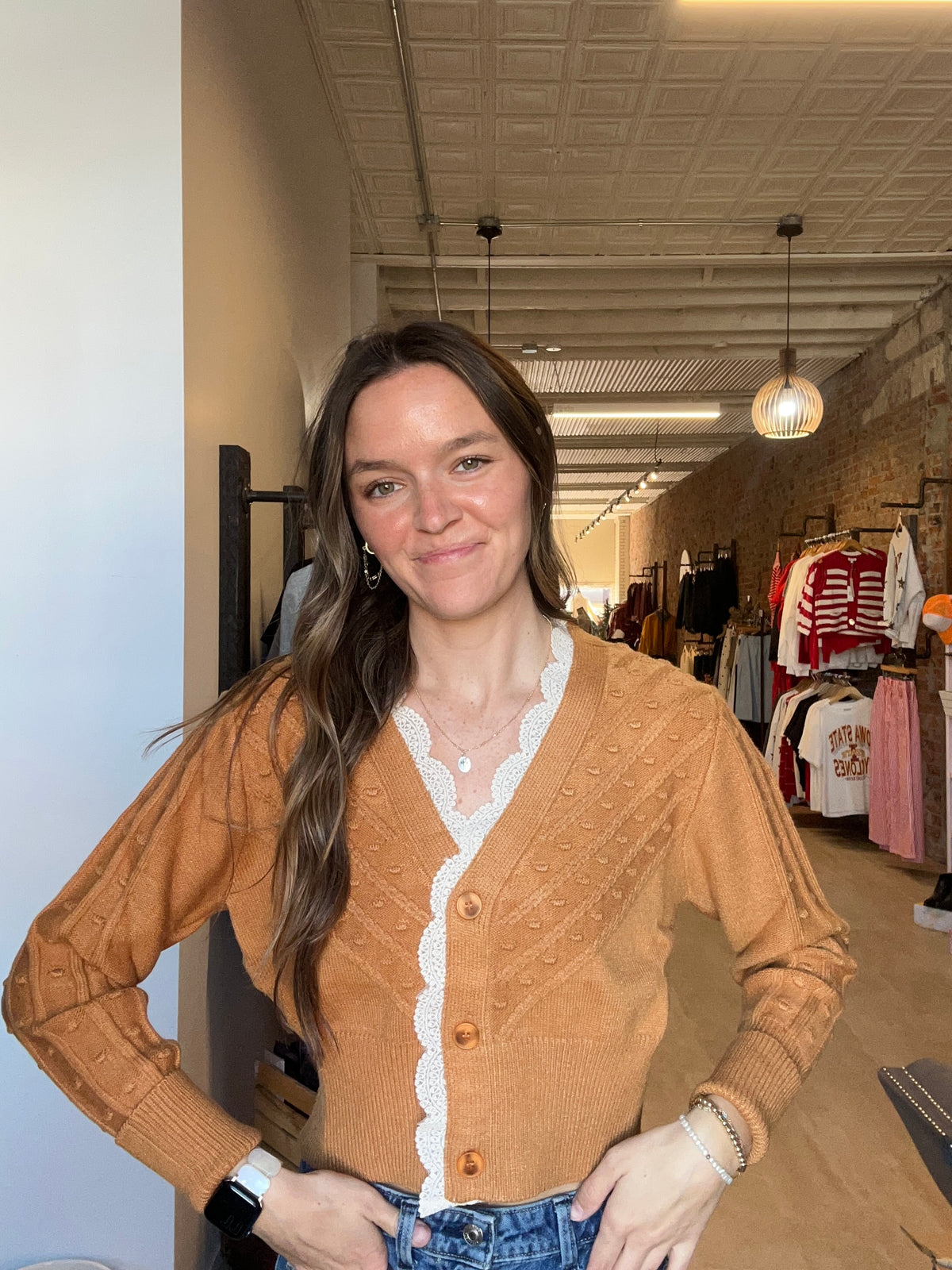 Annie Lace Trim Cardigan-heimish-The Funky Zebra Ames, Women's Fashion Boutique in Ames, Iowa