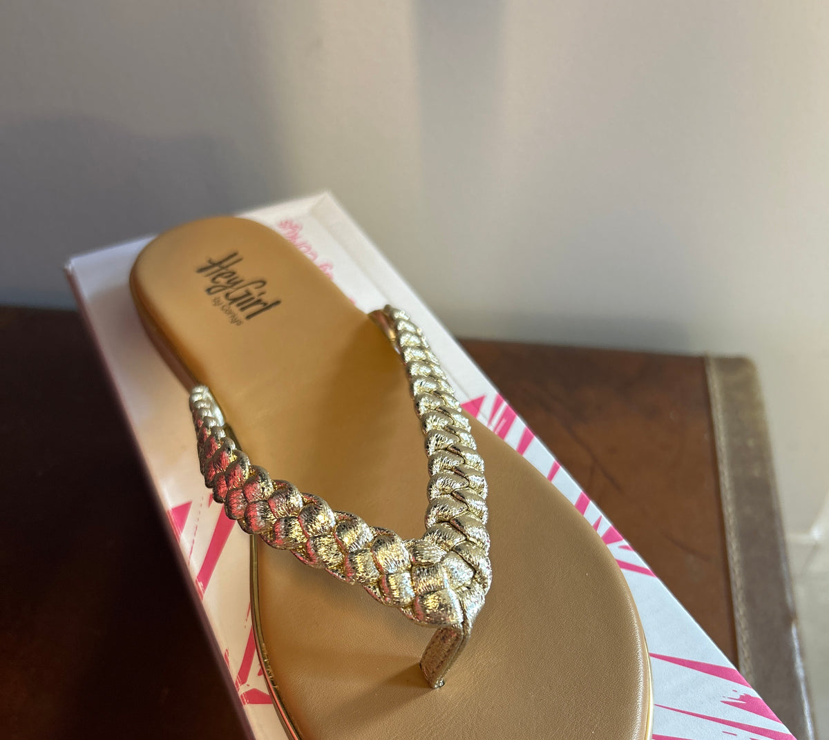 MVB Braided Gold Flip-Flop-Nellie & Dani Style House-The Funky Zebra Ames, Women's Fashion Boutique in Ames, Iowa