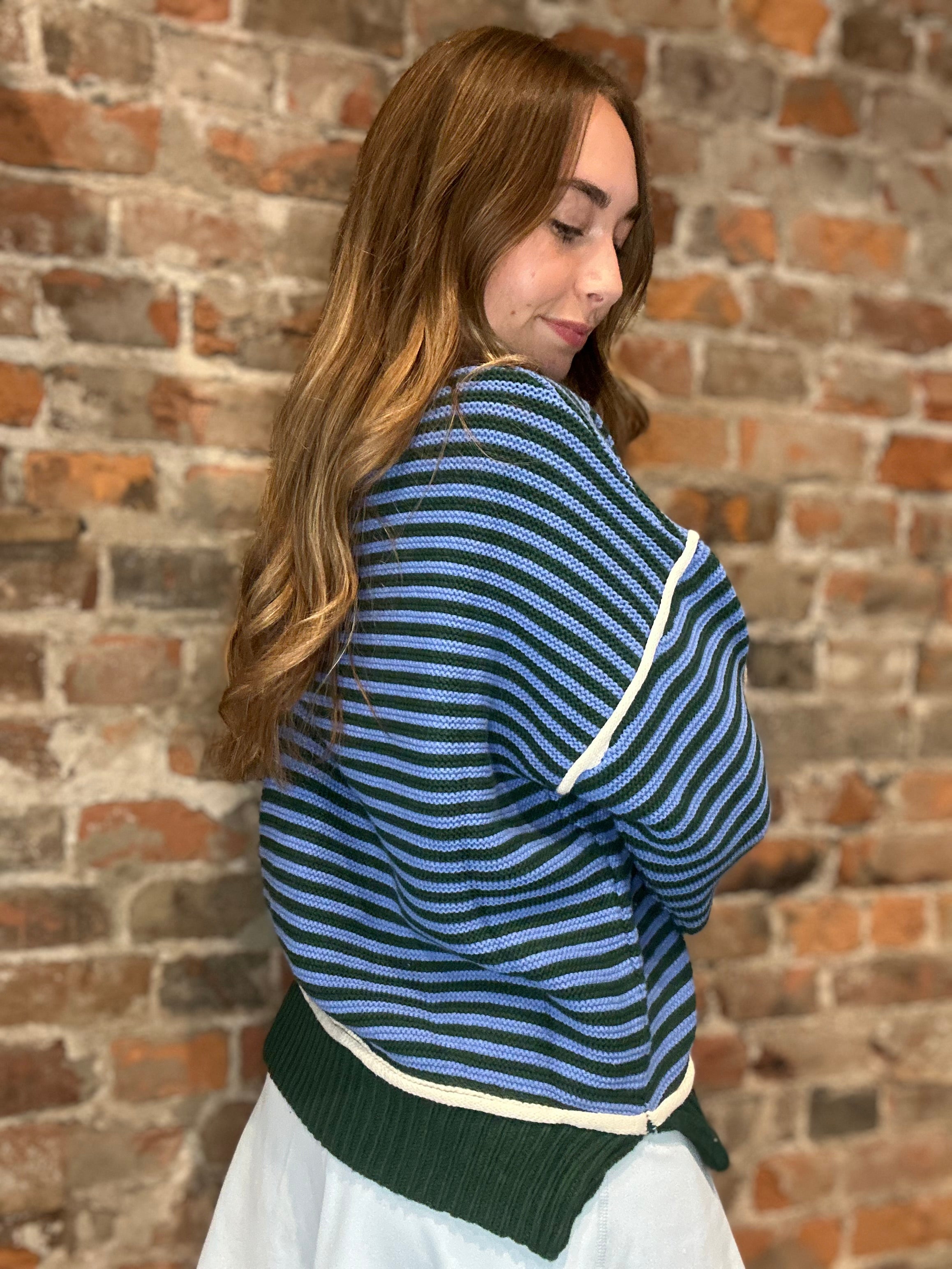 Abigail Striped Sweater-apparel-She & Sky-The Funky Zebra Ames, Women's Fashion Boutique in Ames, Iowa