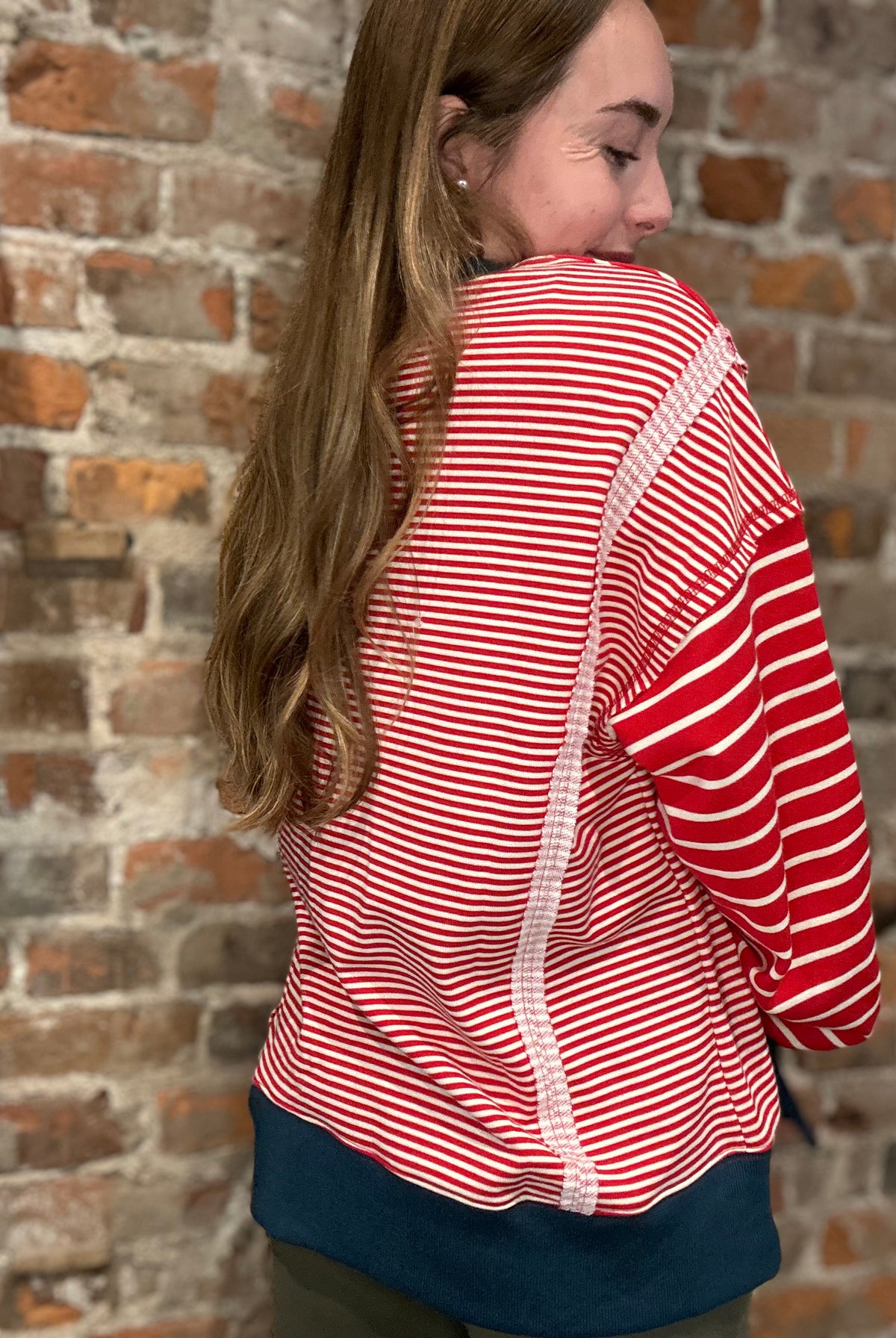 Louisa Striped Sweatshirt-apparel-Very J-The Funky Zebra Ames, Women's Fashion Boutique in Ames, Iowa