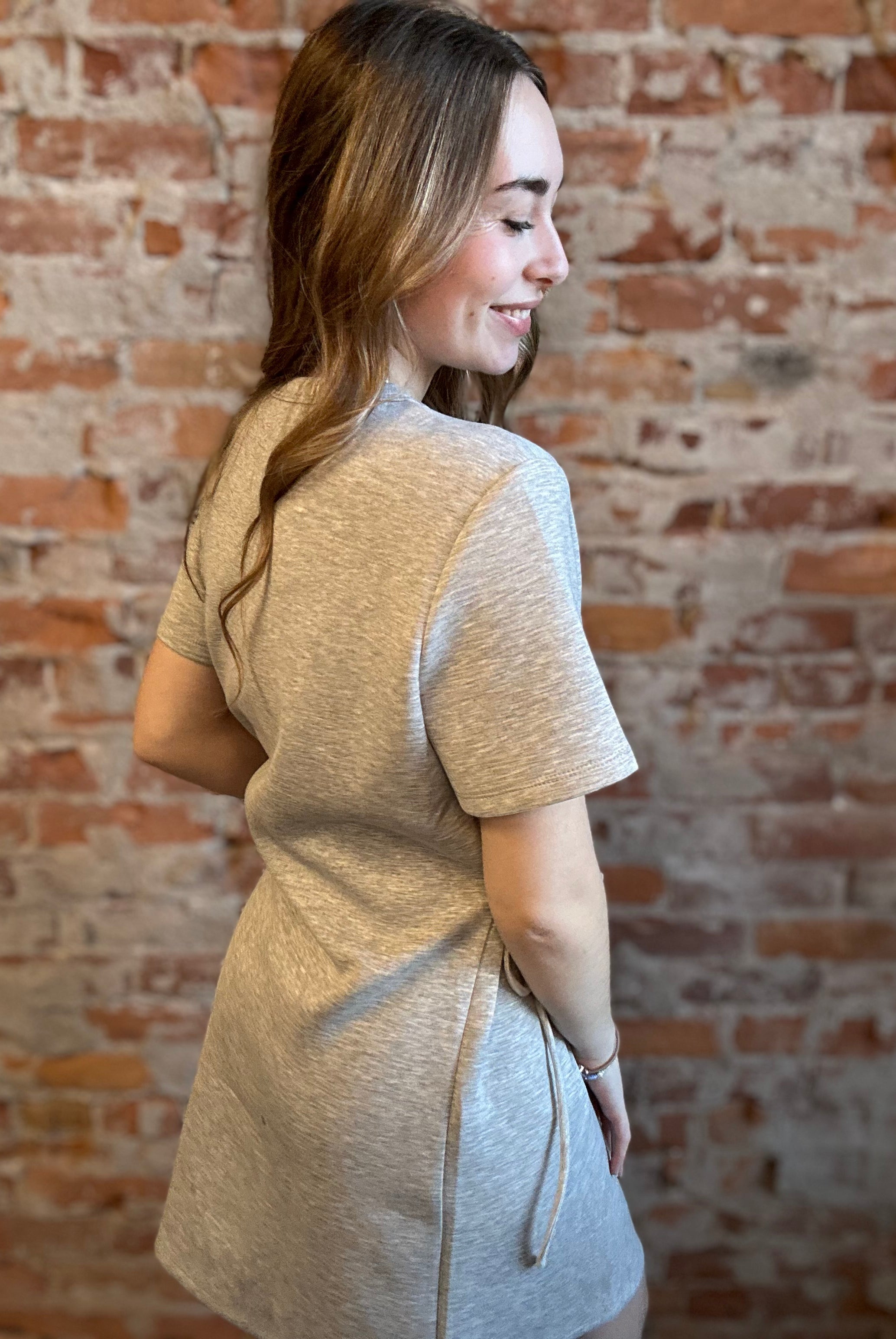 Maggie Tie Shirt Dress-Dresses-Doe and Rae-The Funky Zebra Ames, Women's Fashion Boutique in Ames, Iowa