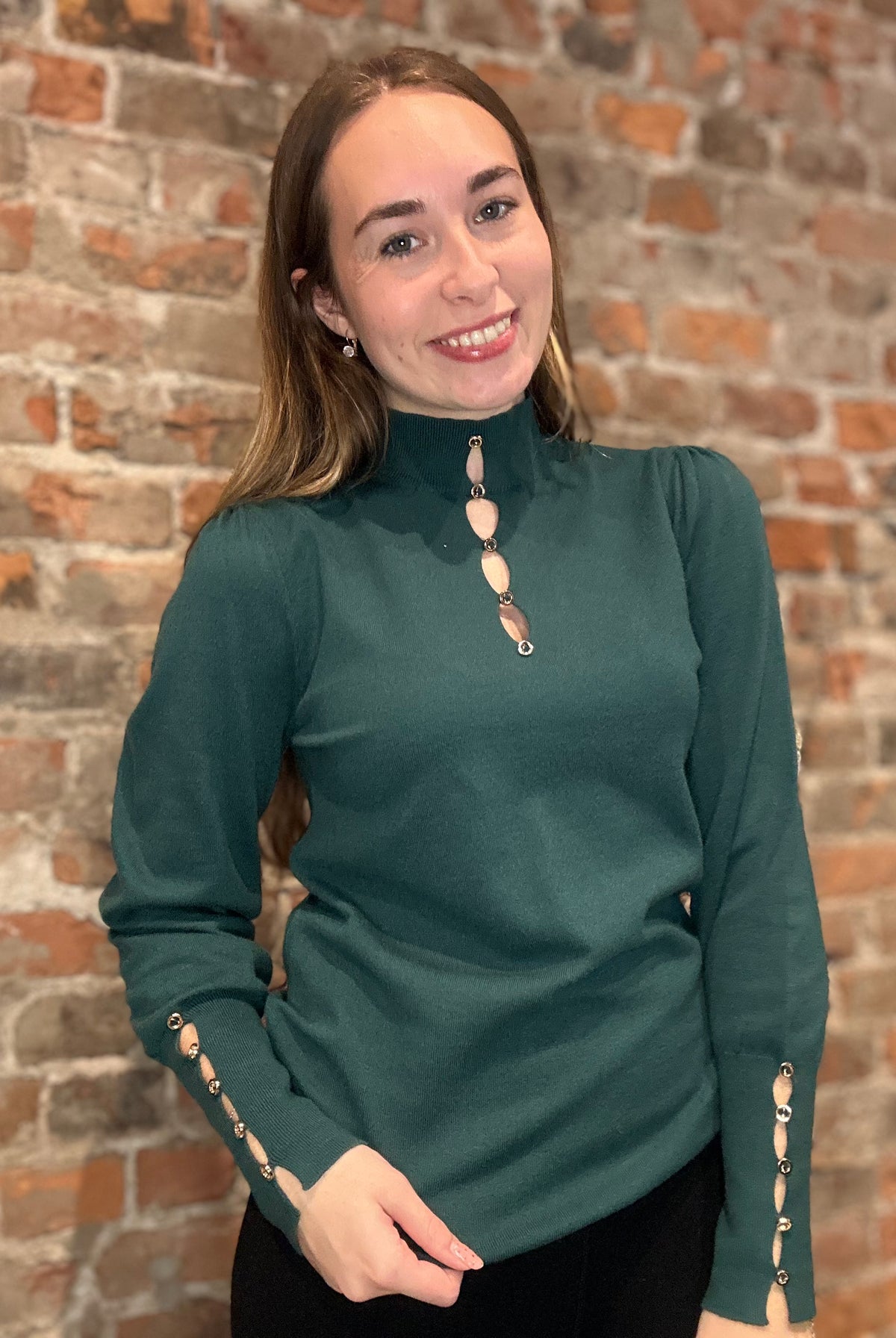 Greenly Keyhole Mock-neck-Long Sleeves-Molly Bracken-The Funky Zebra Ames, Women's Fashion Boutique in Ames, Iowa