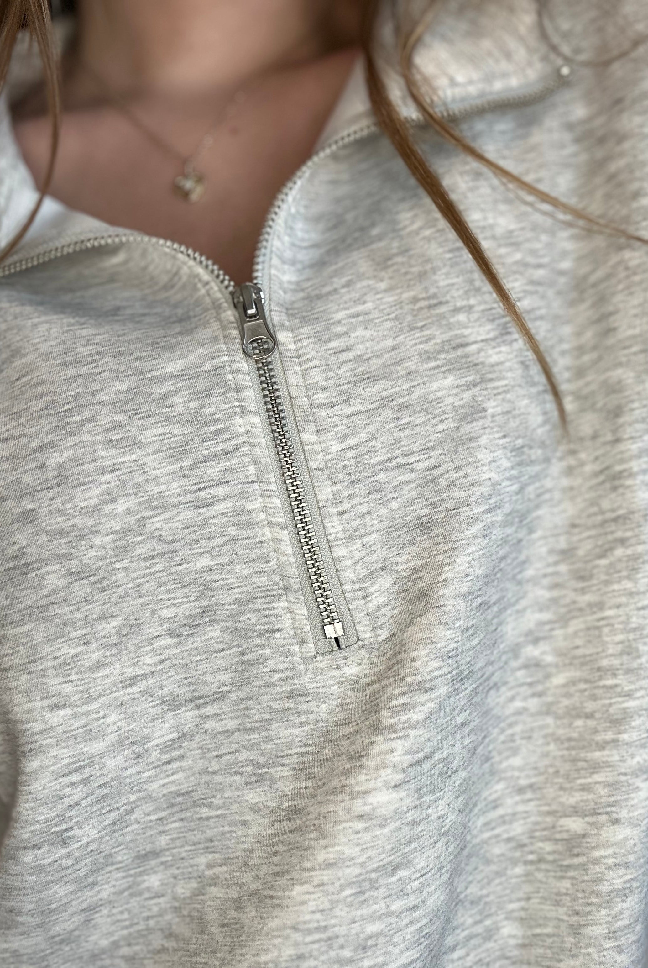 Dani Scuba Gray Half Zip Top-Zenana-The Funky Zebra Ames, Women's Fashion Boutique in Ames, Iowa