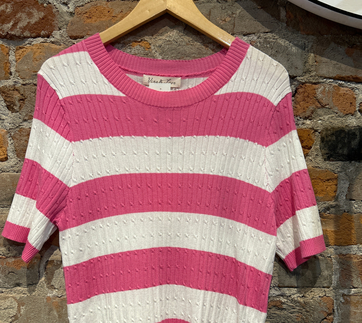 MVB Pink Striped Sweater-Nellie & Dani Style House-The Funky Zebra Ames, Women's Fashion Boutique in Ames, Iowa