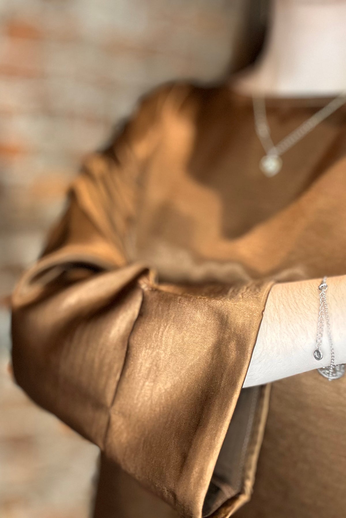 Mira Coffee Brown Satin Top-top-Cozy Co-The Funky Zebra Ames, Women's Fashion Boutique in Ames, Iowa