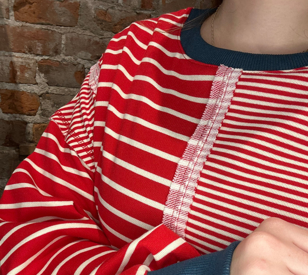 Louisa Striped Sweatshirt-apparel-Very J-The Funky Zebra Ames, Women's Fashion Boutique in Ames, Iowa