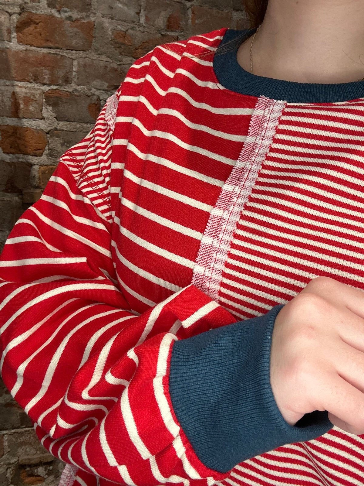 Louisa Striped Sweatshirt-apparel-Very J-The Funky Zebra Ames, Women's Fashion Boutique in Ames, Iowa