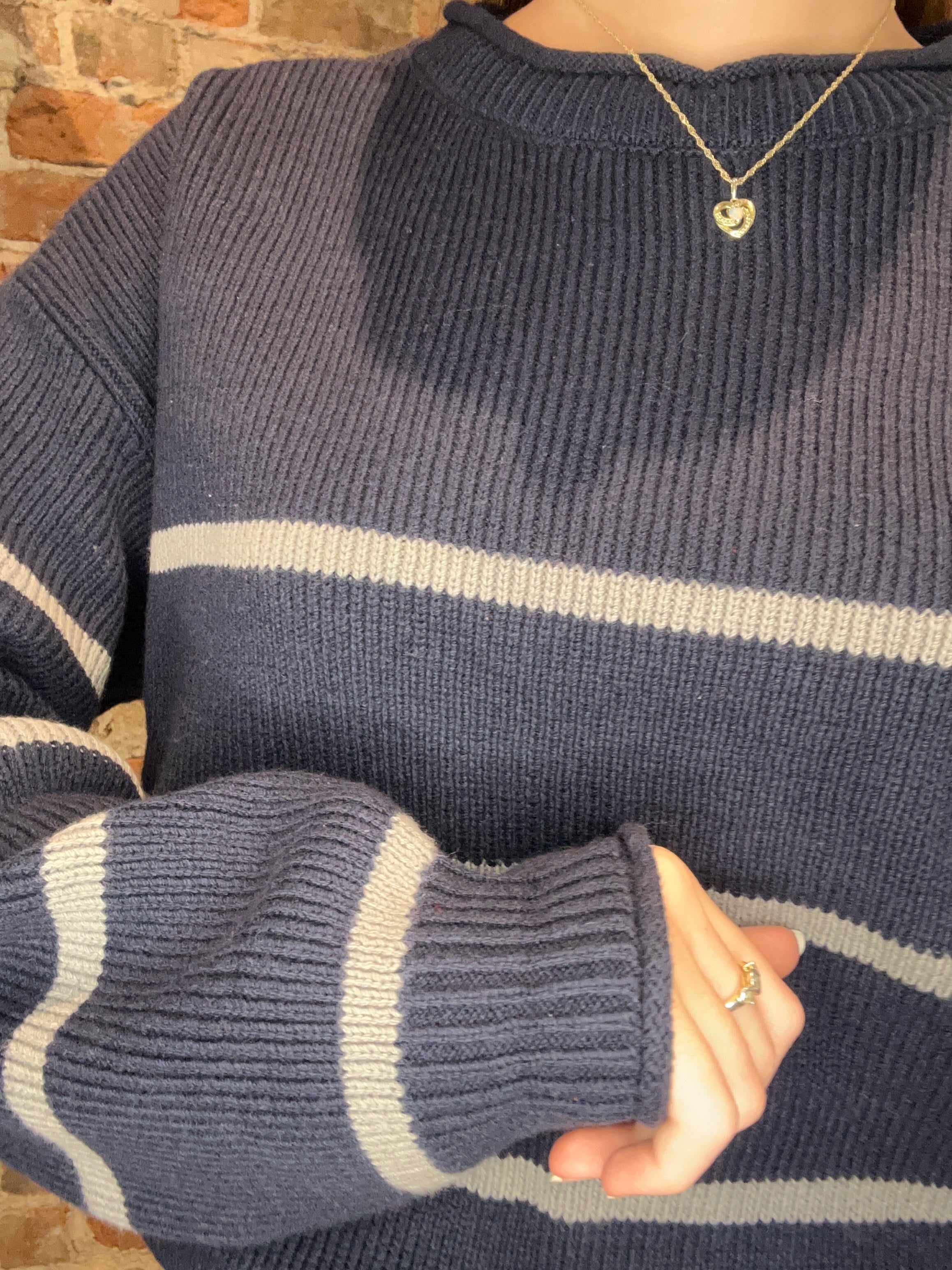 Martin Striped Sweater-apparel-Blu Pepper-The Funky Zebra Ames, Women's Fashion Boutique in Ames, Iowa