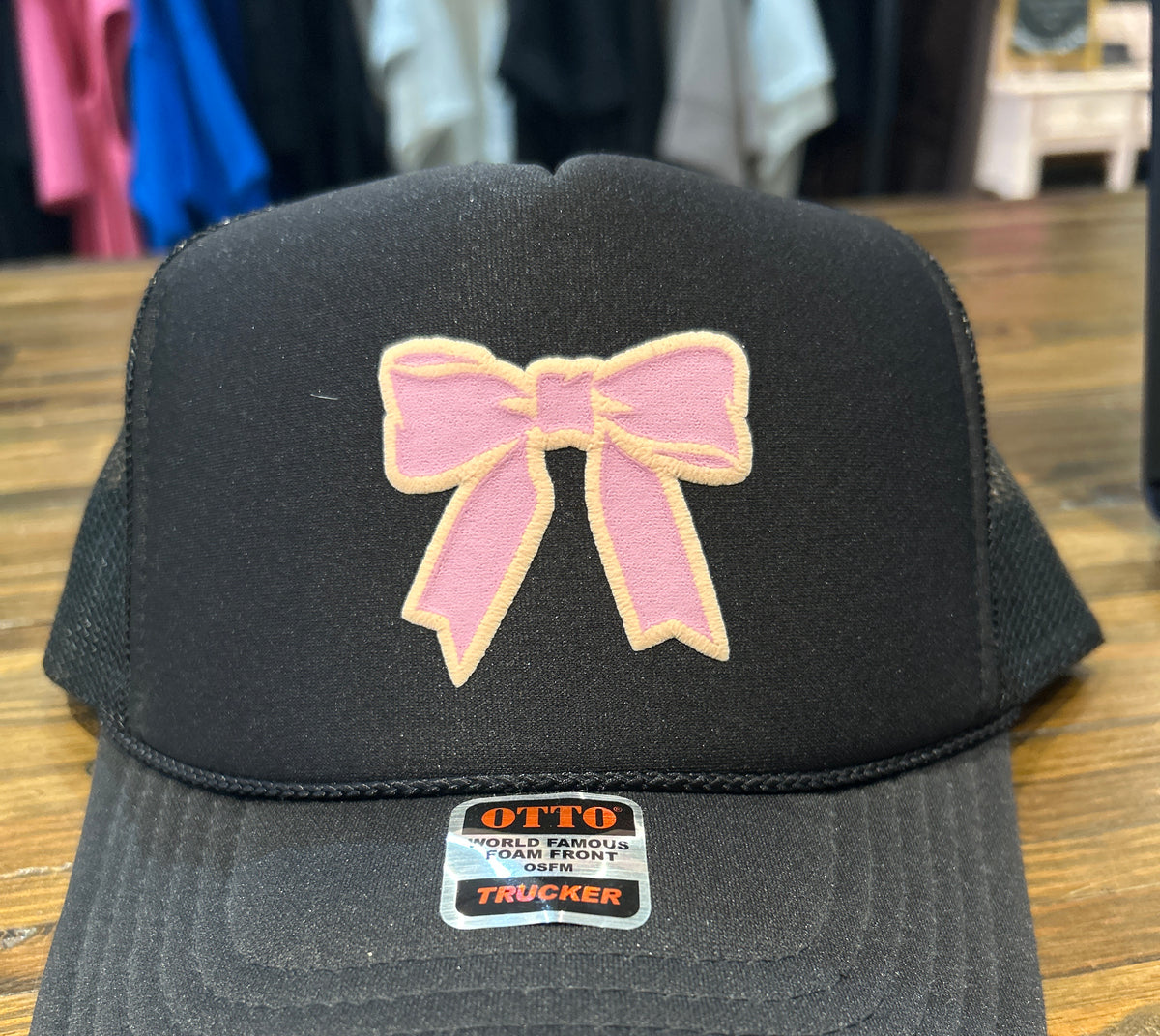 MVB Pink Bow Trucker Hat-Nellie & Dani Style House-The Funky Zebra Ames, Women's Fashion Boutique in Ames, Iowa
