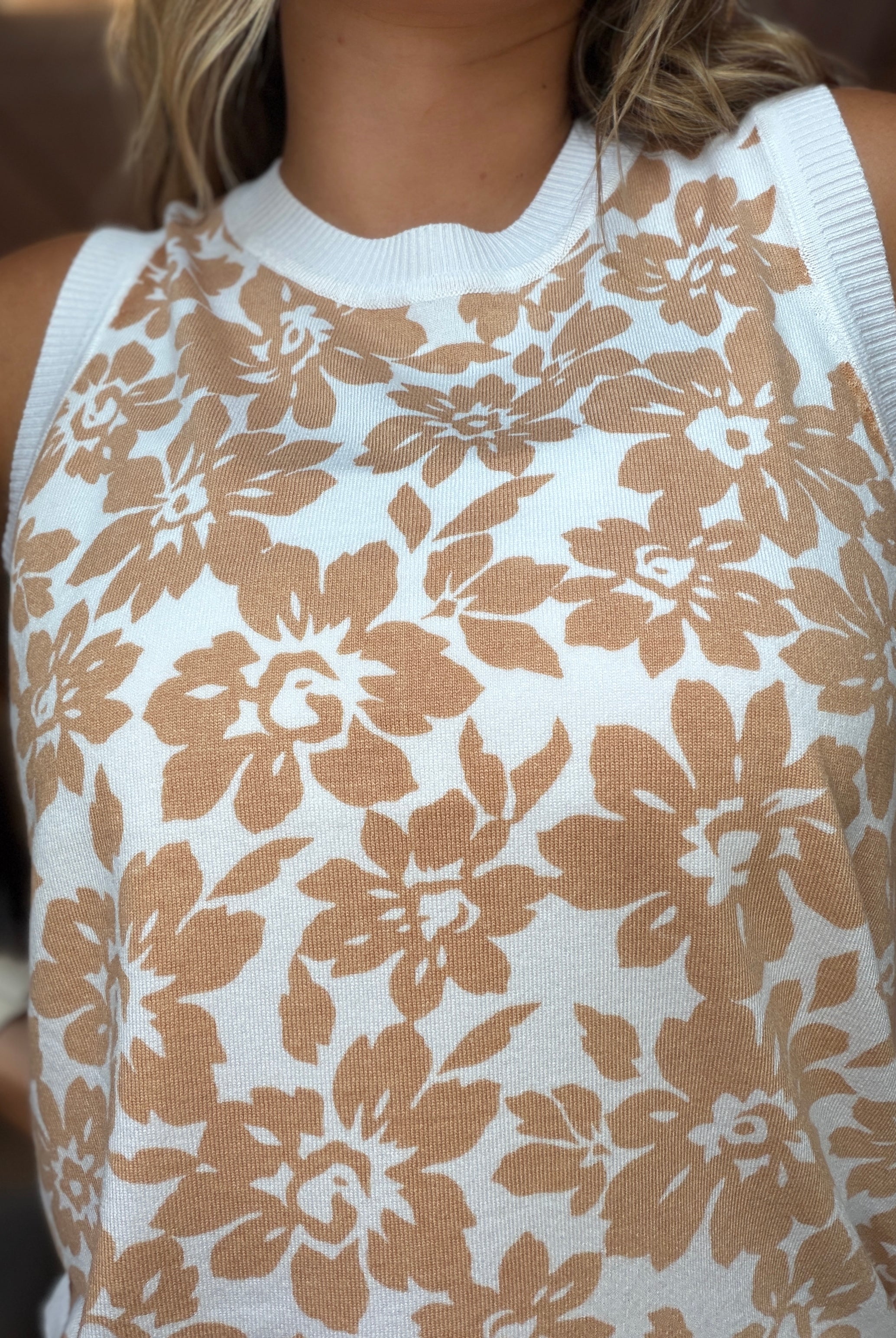 Floral Printed Sweater Tank-Tank Tops-Staccato-The Funky Zebra Ames, Women's Fashion Boutique in Ames, Iowa
