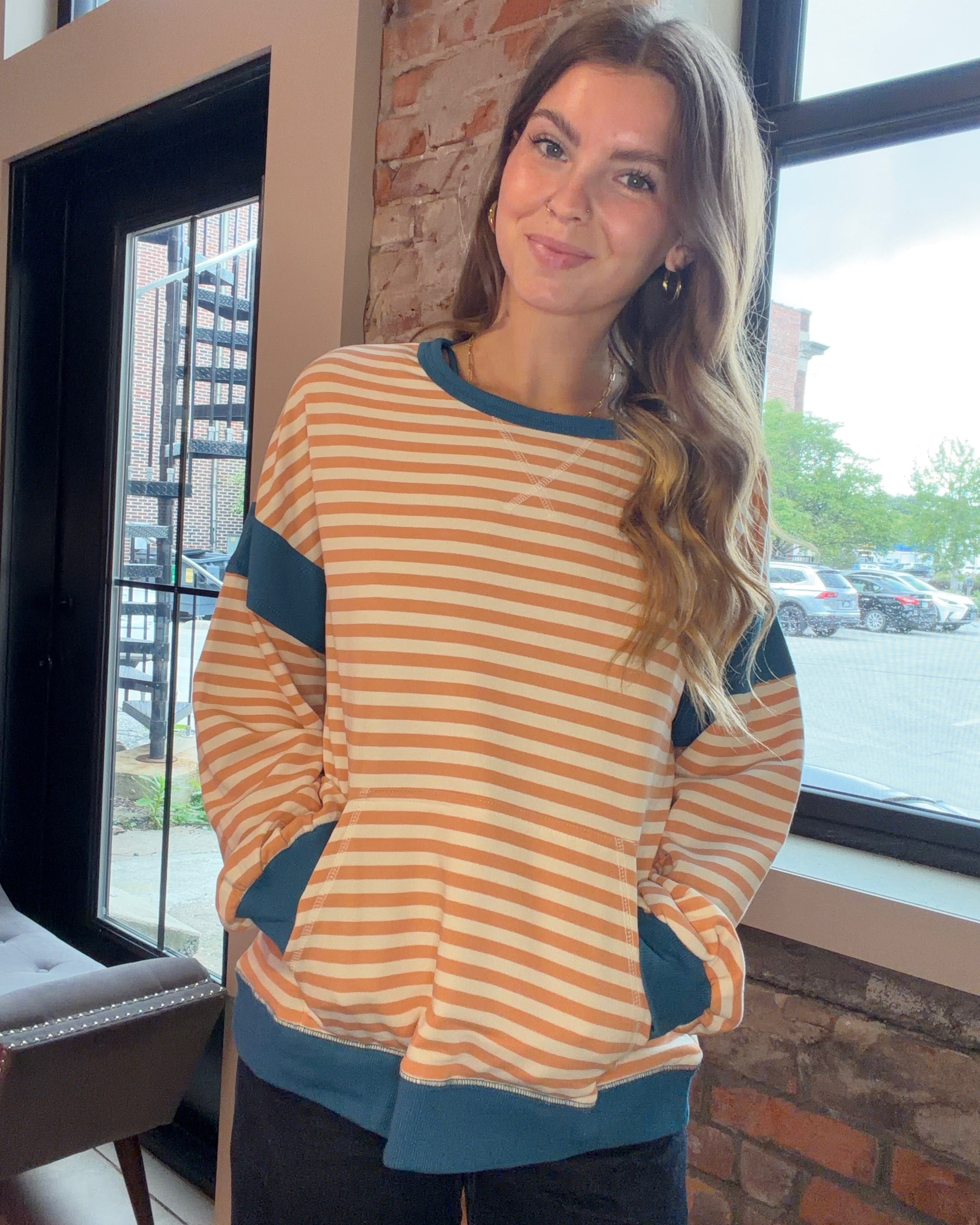Briana Colorblock Pullover-Long Sleeves-Very J-The Funky Zebra Ames, Women's Fashion Boutique in Ames, Iowa