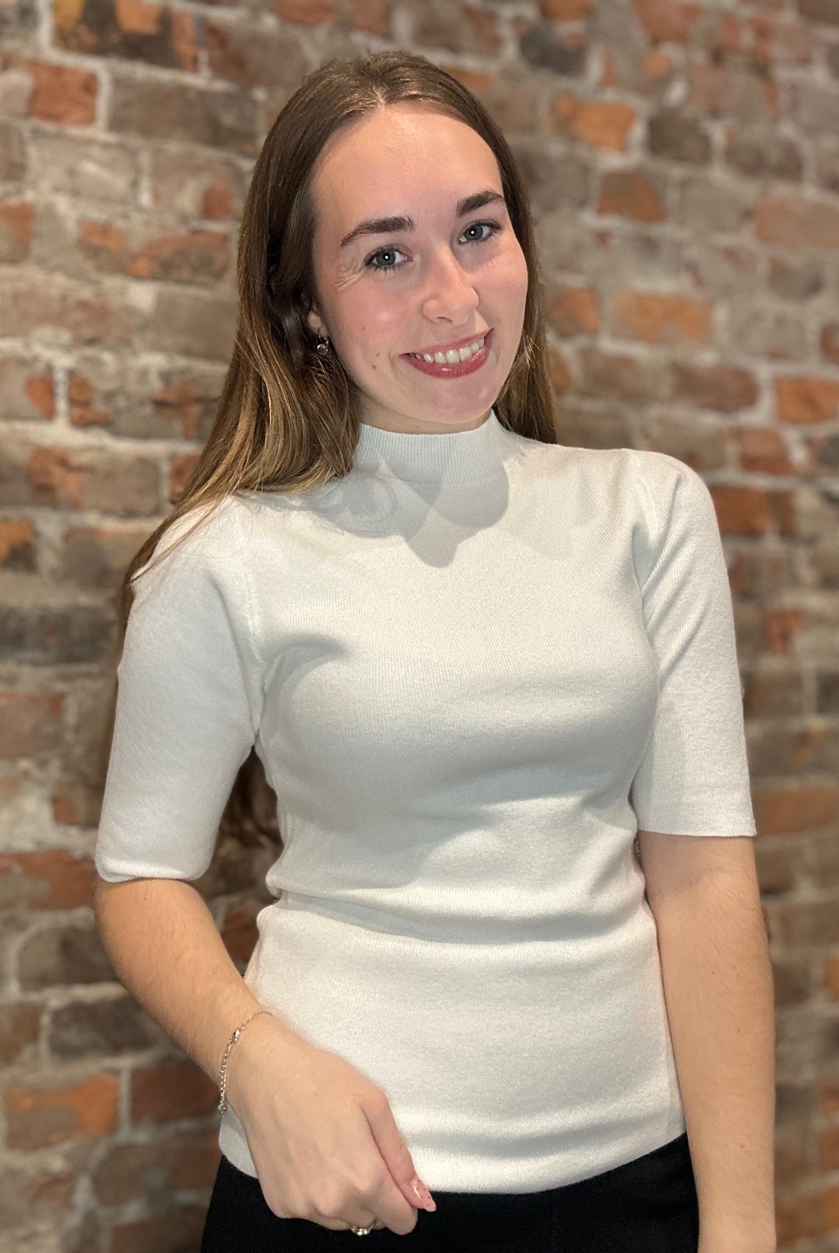Mari Ribbed Mock-neck-Short Sleeves-Molly Bracken-The Funky Zebra Ames, Women's Fashion Boutique in Ames, Iowa
