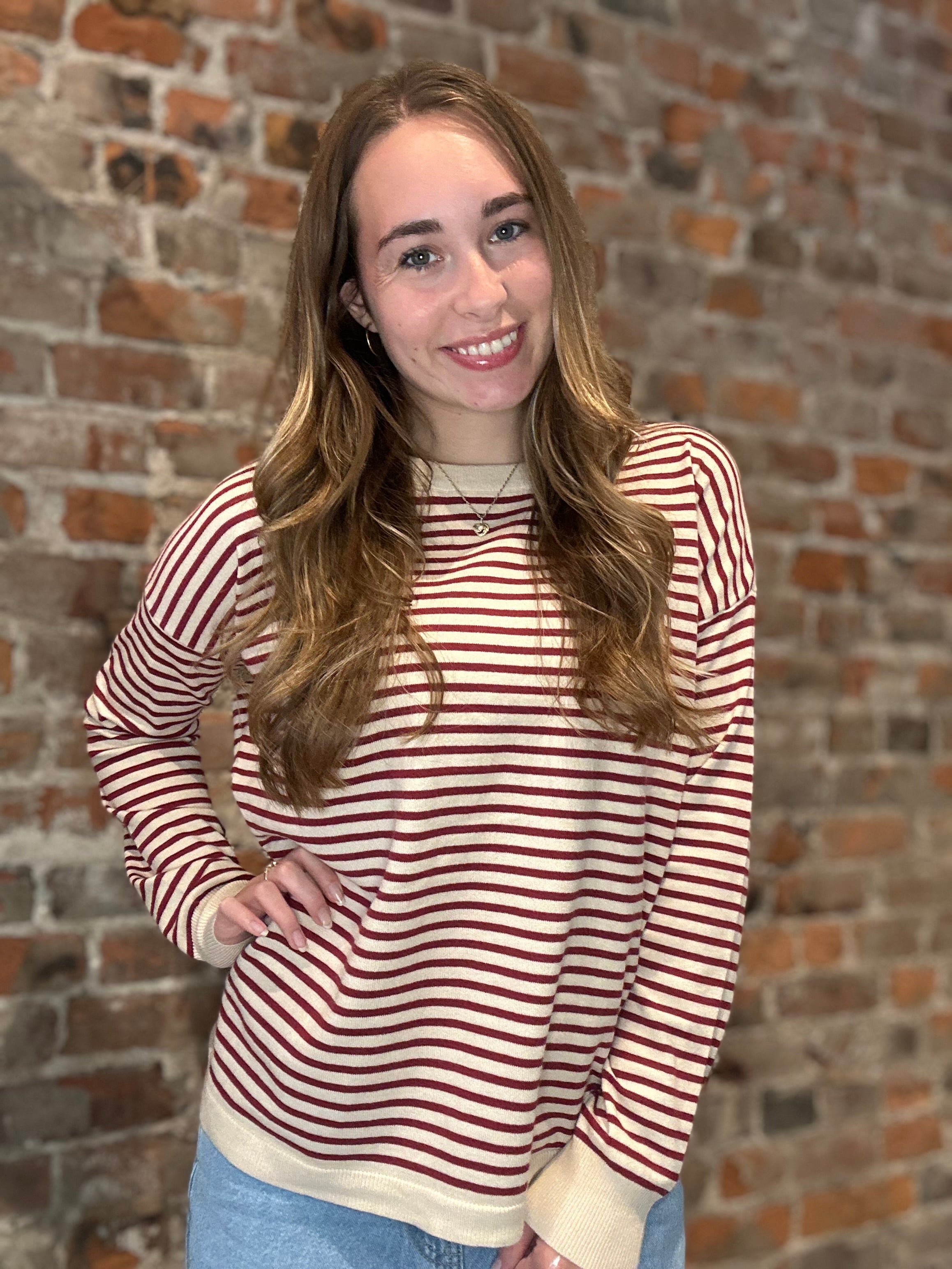 Stevie Striped Sweater-Long Sleeves-Staccato-The Funky Zebra Ames, Women's Fashion Boutique in Ames, Iowa