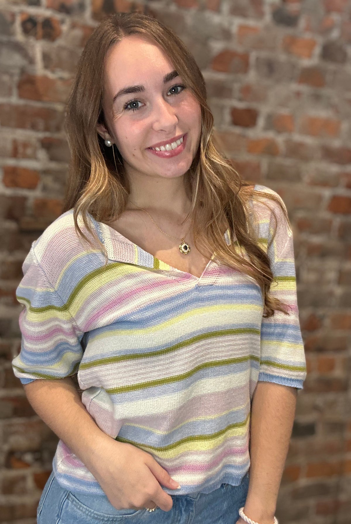 MVB Blue/Lav Striped Top-Nellie & Dani Style House-The Funky Zebra Ames, Women's Fashion Boutique in Ames, Iowa