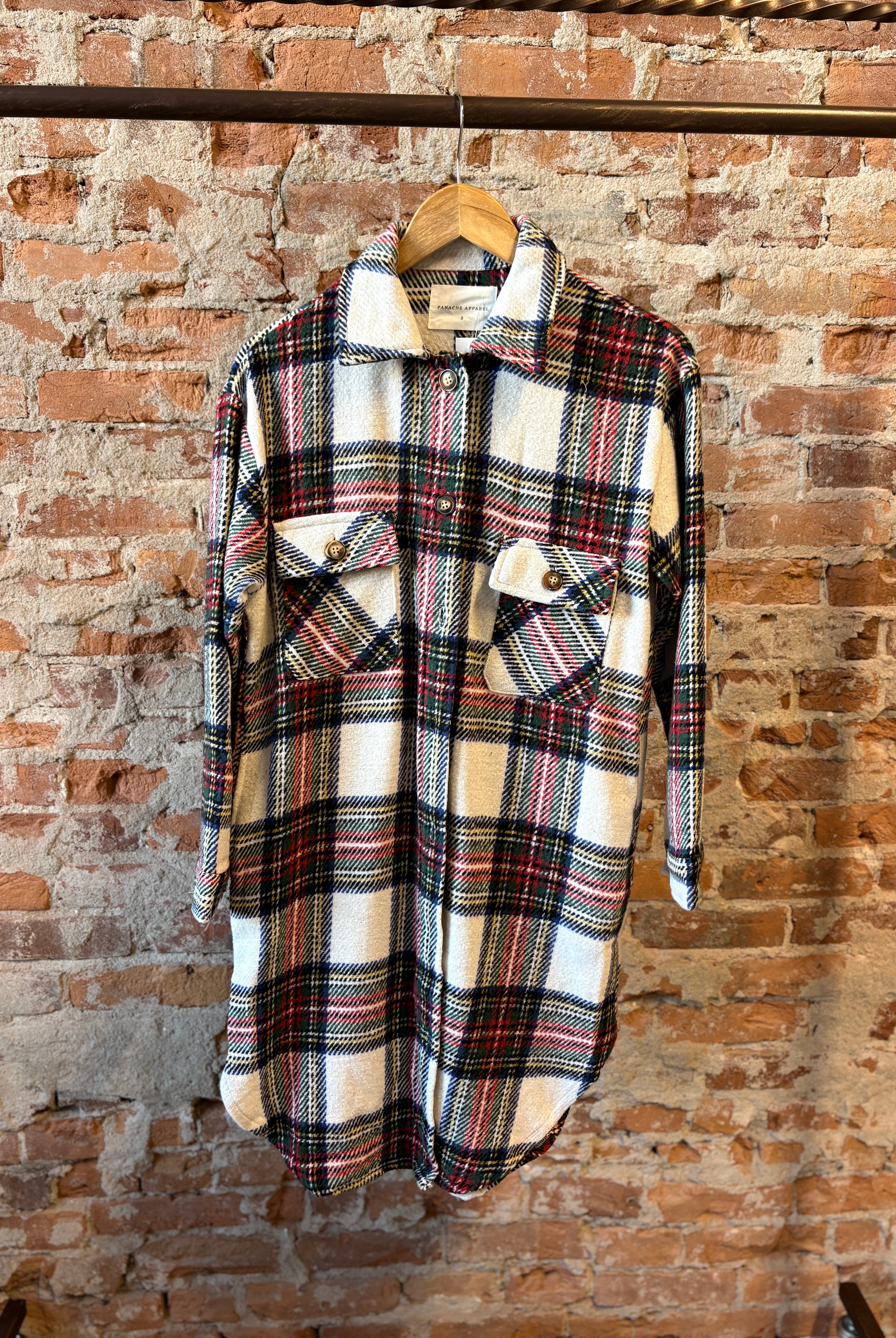 Jaci Long Plaid Shacket-Outerwear-Panache Apparel Co.-The Funky Zebra Ames, Women's Fashion Boutique in Ames, Iowa