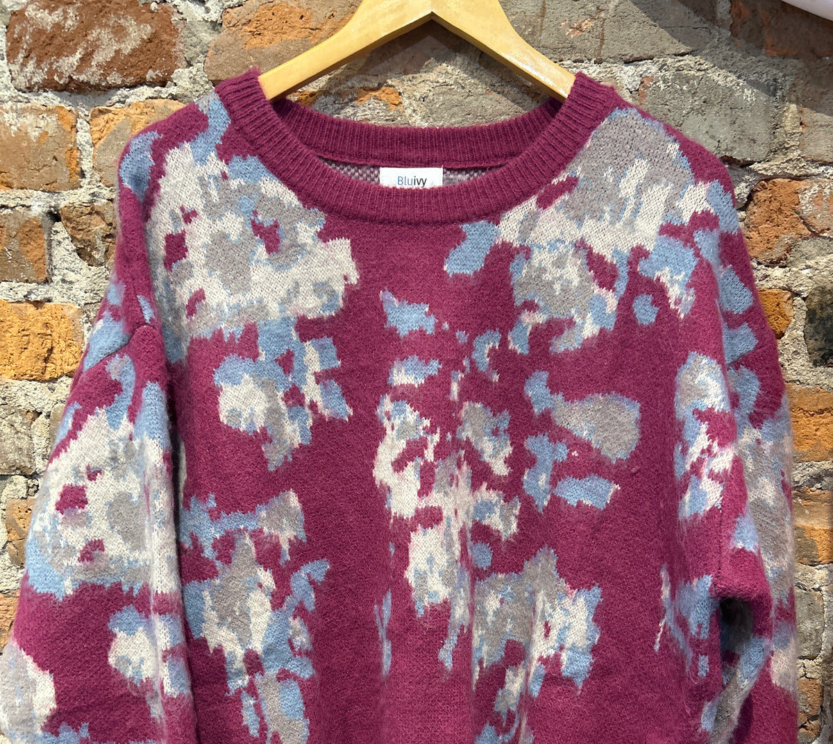 MVB Orchid Floral Sweater-Nellie & Dani Style House-The Funky Zebra Ames, Women's Fashion Boutique in Ames, Iowa