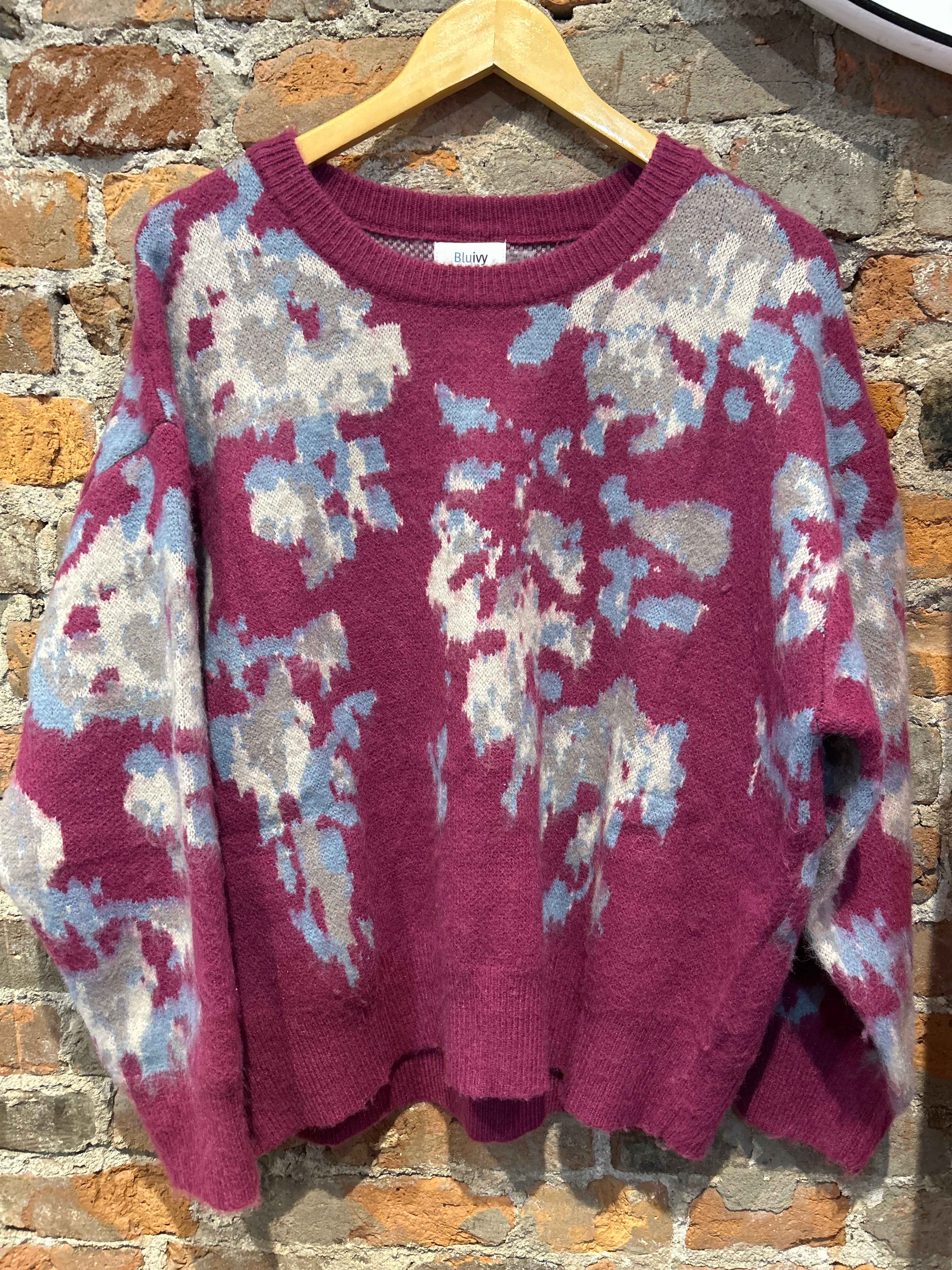 MVB Orchid Floral Sweater-Nellie & Dani Style House-The Funky Zebra Ames, Women's Fashion Boutique in Ames, Iowa