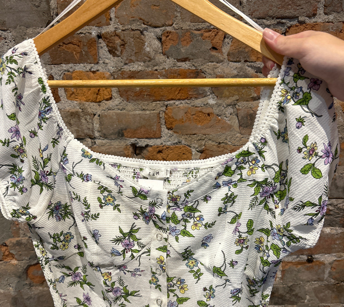MVB Ivory Floral Smocked Top-Nellie & Dani Style House-The Funky Zebra Ames, Women's Fashion Boutique in Ames, Iowa