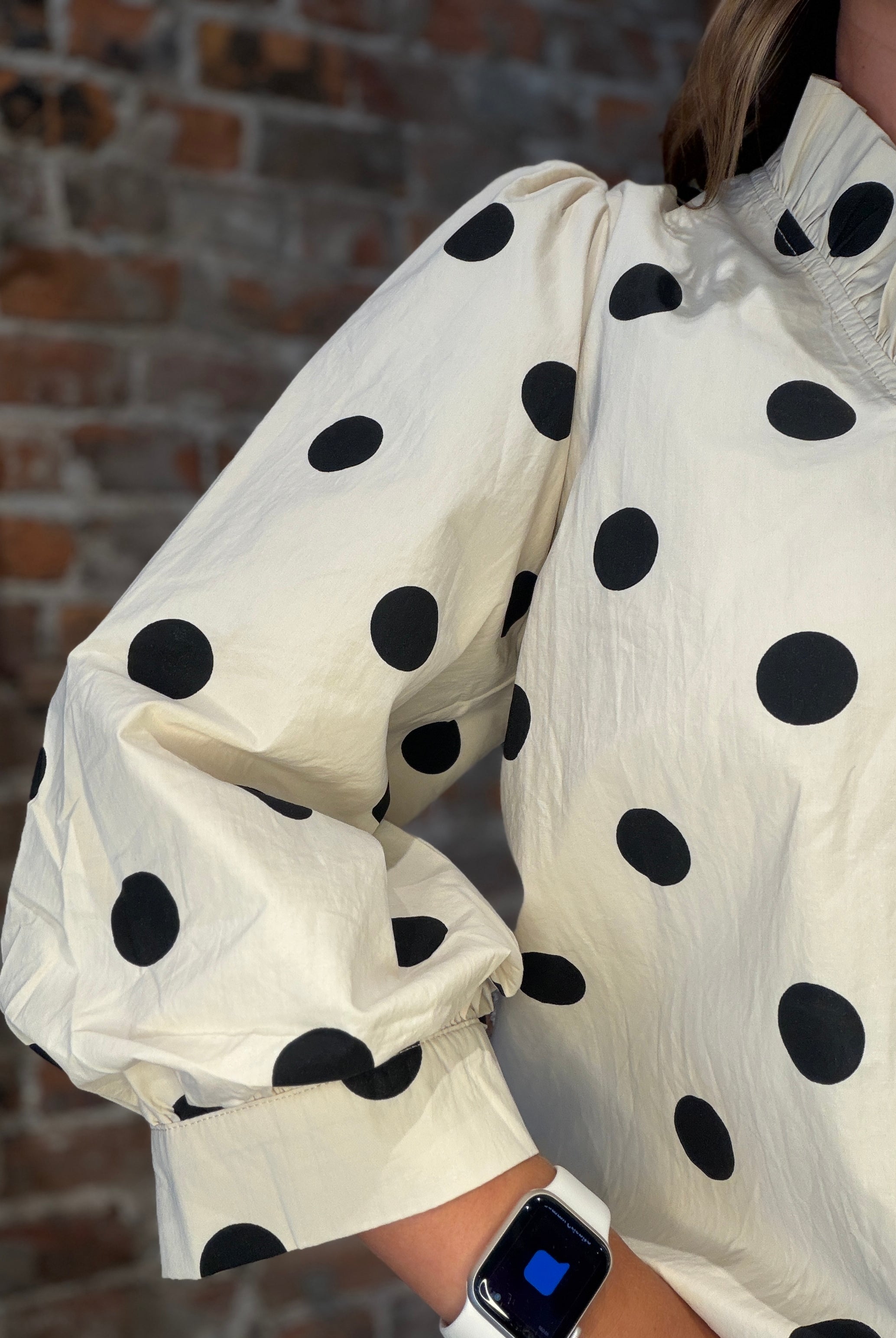Reagan Polka Dot Blouse-apparel-Jodifl-The Funky Zebra Ames, Women's Fashion Boutique in Ames, Iowa