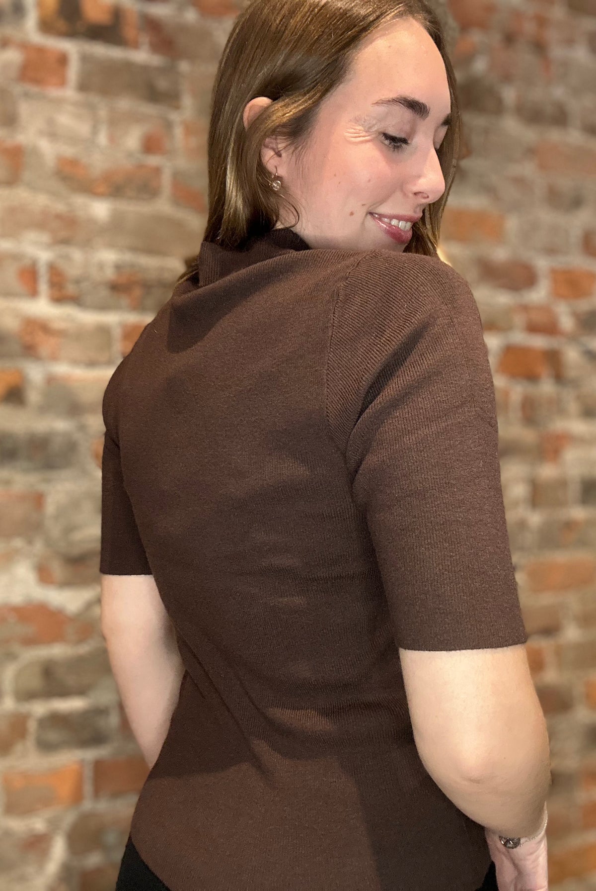 Mari Ribbed Mock-neck-Short Sleeves-Molly Bracken-The Funky Zebra Ames, Women's Fashion Boutique in Ames, Iowa