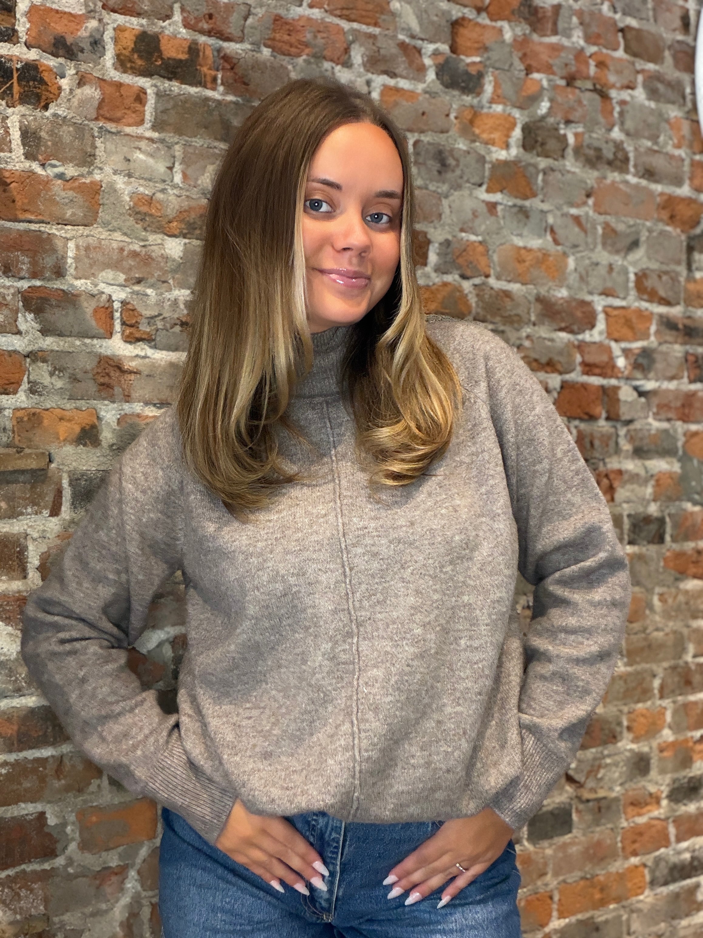 Keri Mock Neck Sweater-apparel-Blu Pepper-The Funky Zebra Ames, Women's Fashion Boutique in Ames, Iowa