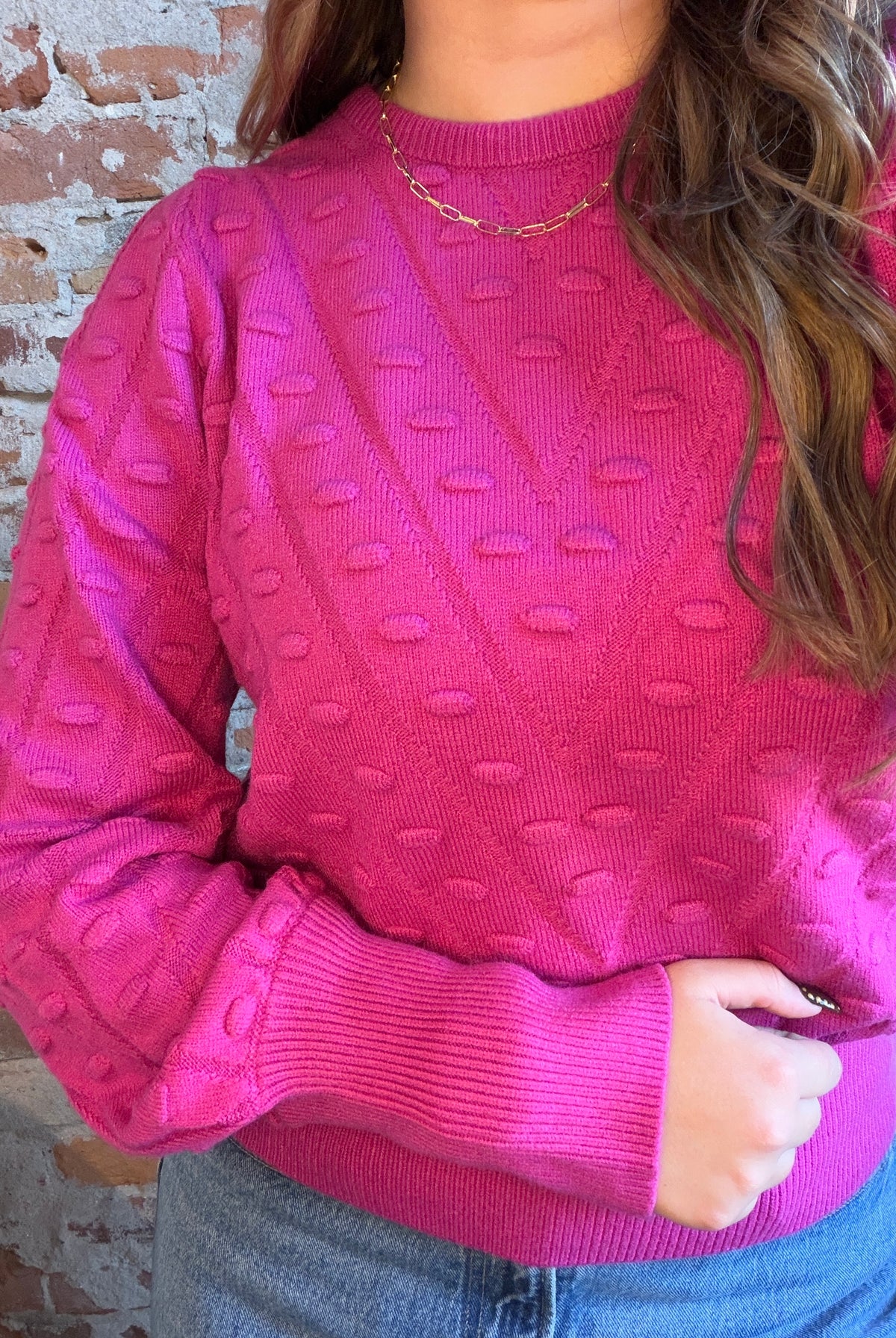 Corinne Fuchsia Sweater-Sweaters-be young-The Funky Zebra Ames, Women's Fashion Boutique in Ames, Iowa