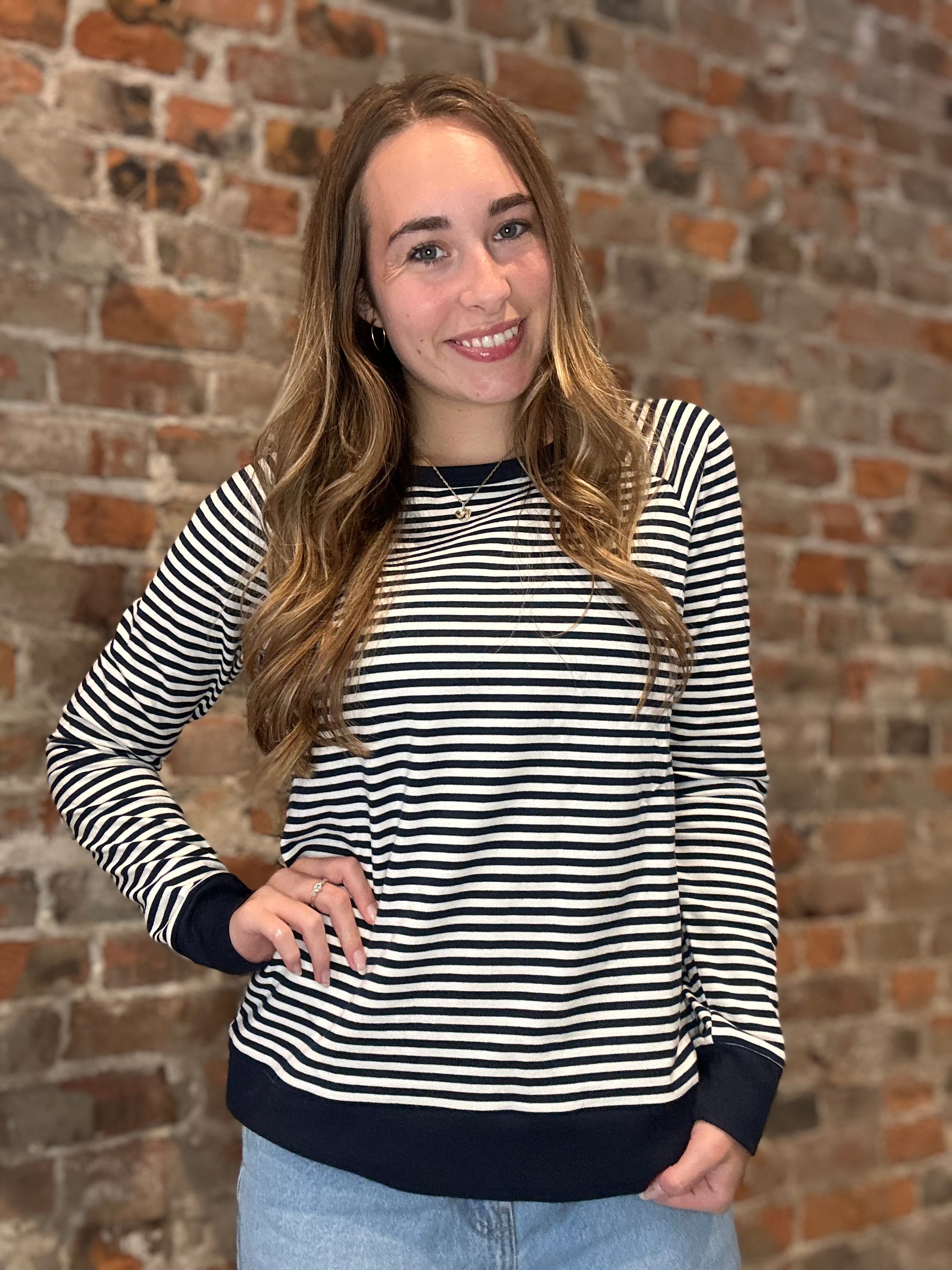 Louisa Striped Pullover-Long Sleeves-Staccato-The Funky Zebra Ames, Women's Fashion Boutique in Ames, Iowa
