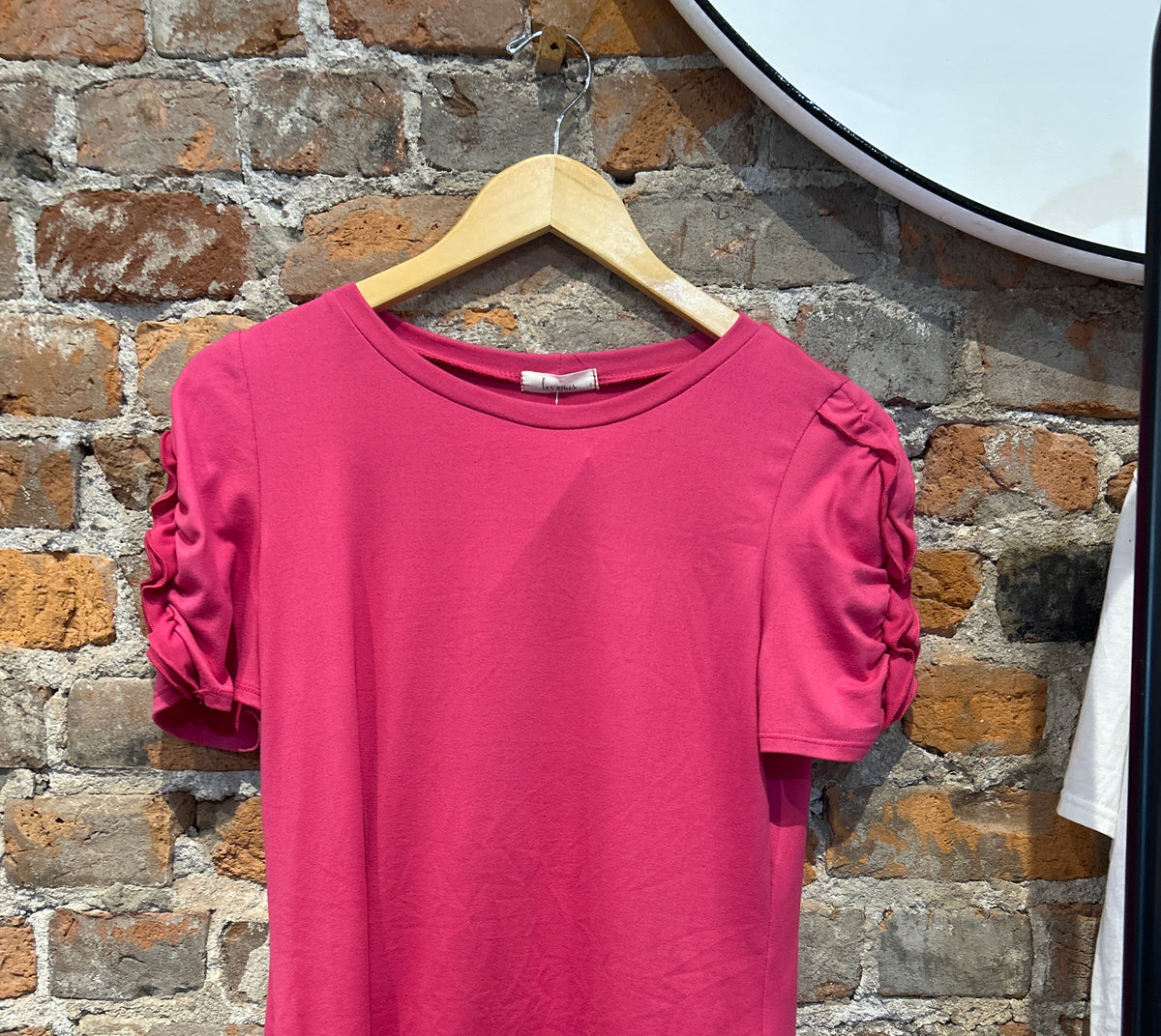 MVB Hot Pink Ruffle Sleeve Top-Nellie & Dani Style House-The Funky Zebra Ames, Women's Fashion Boutique in Ames, Iowa