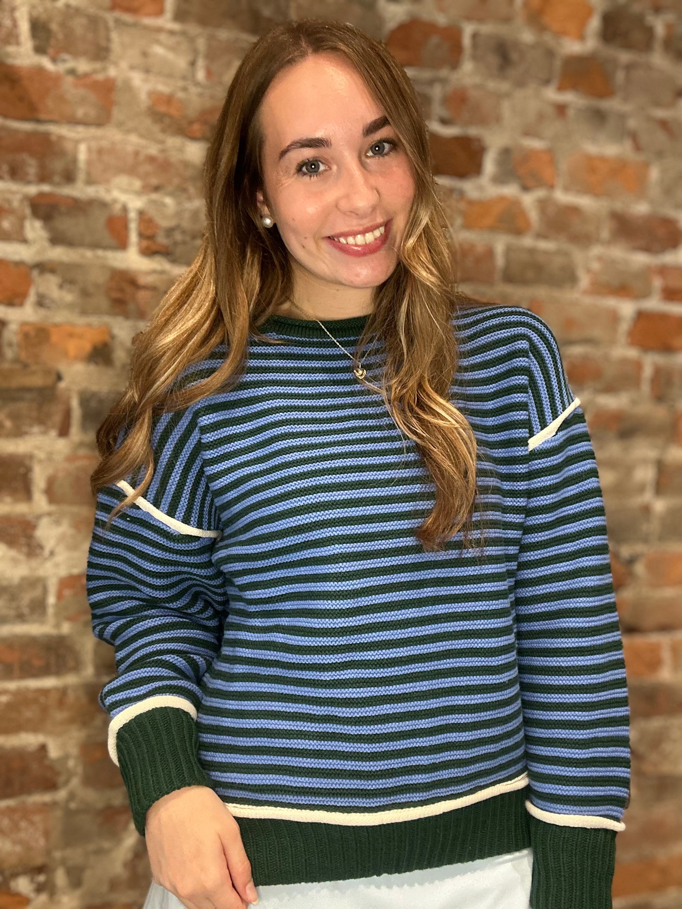 Abigail Striped Sweater-apparel-She & Sky-The Funky Zebra Ames, Women's Fashion Boutique in Ames, Iowa
