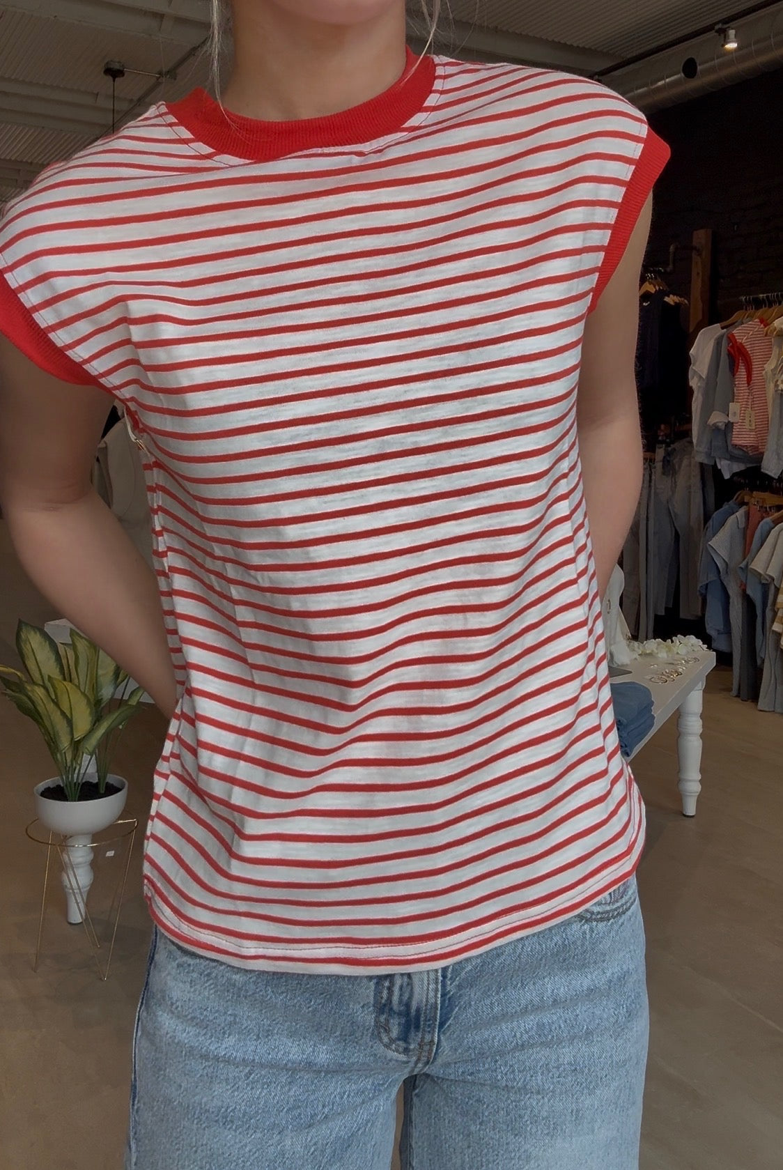 Addyson Striped Cap Sleeve Top-top-La Miel-The Funky Zebra Ames, Women's Fashion Boutique in Ames, Iowa