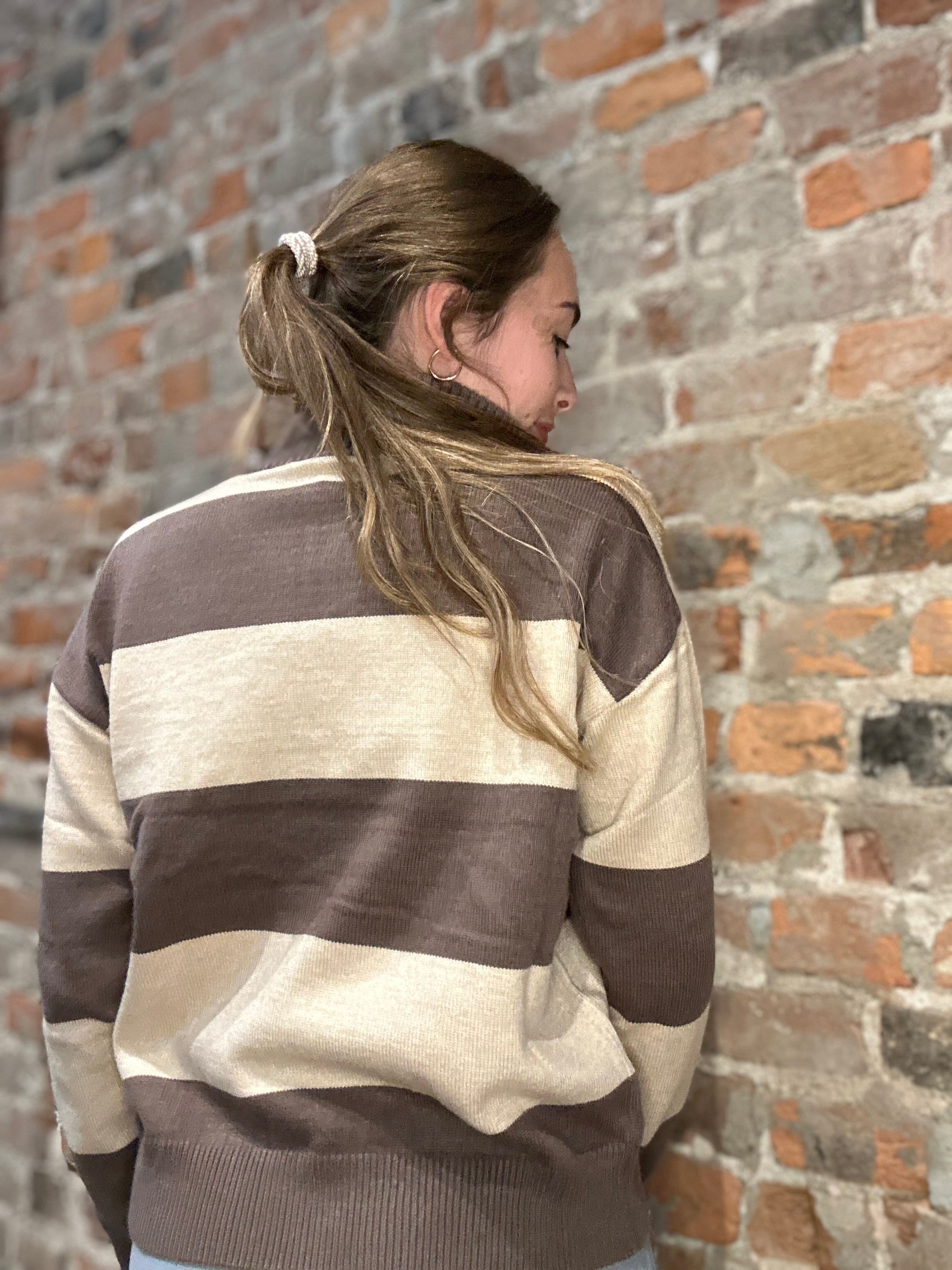 Trina Striped Sweater-Outerwear-She & Sky-The Funky Zebra Ames, Women's Fashion Boutique in Ames, Iowa