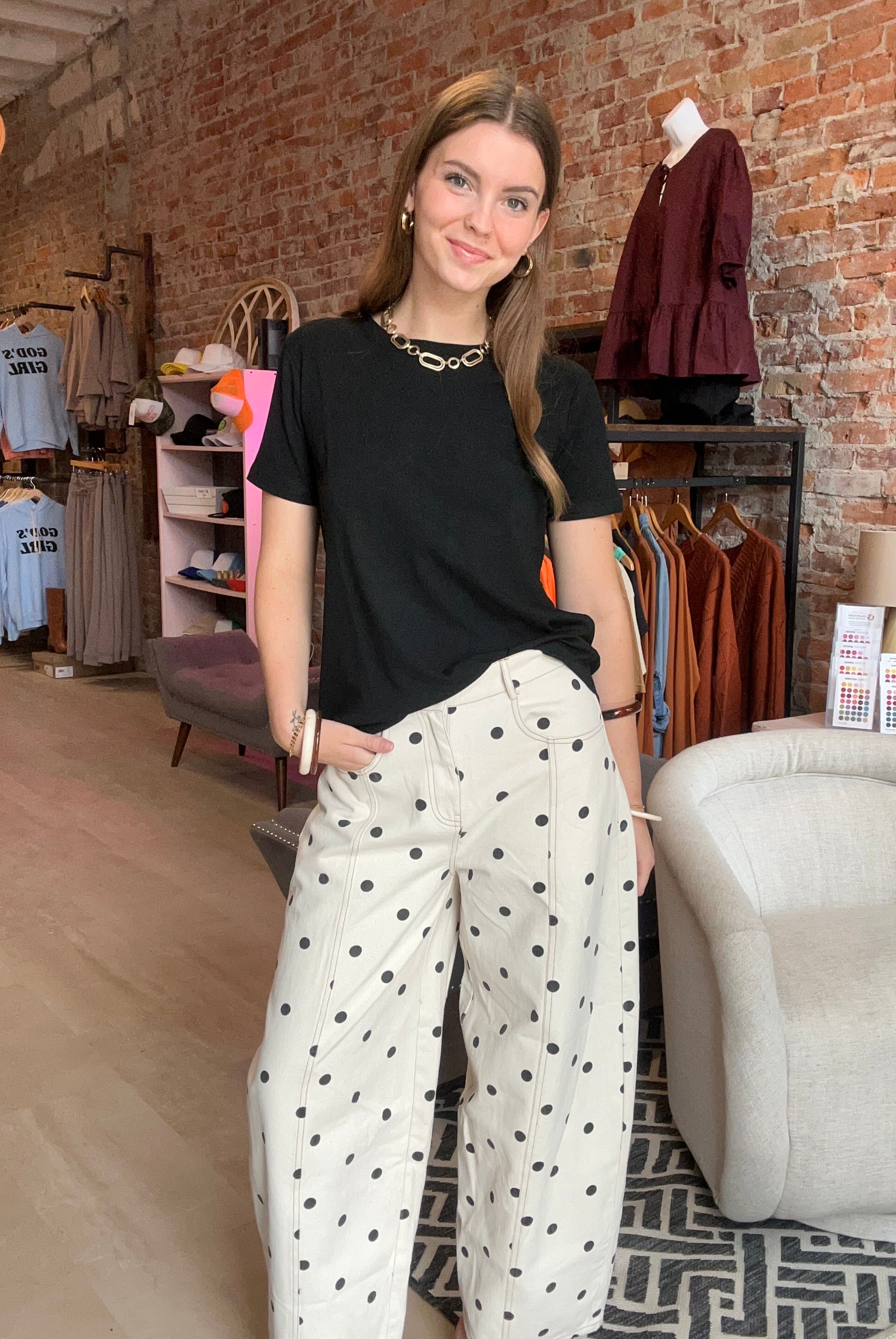 Polka Dot Barrel Jean-Pants-The Funky Zebra Ames-The Funky Zebra Ames, Women's Fashion Boutique in Ames, Iowa