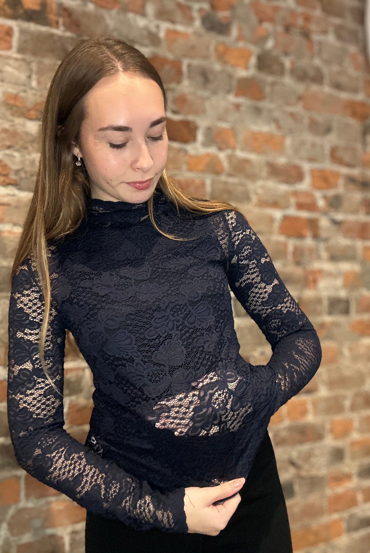 Midnight lace Long Sleeve-Long Sleeves-Molly Bracken-The Funky Zebra Ames, Women's Fashion Boutique in Ames, Iowa