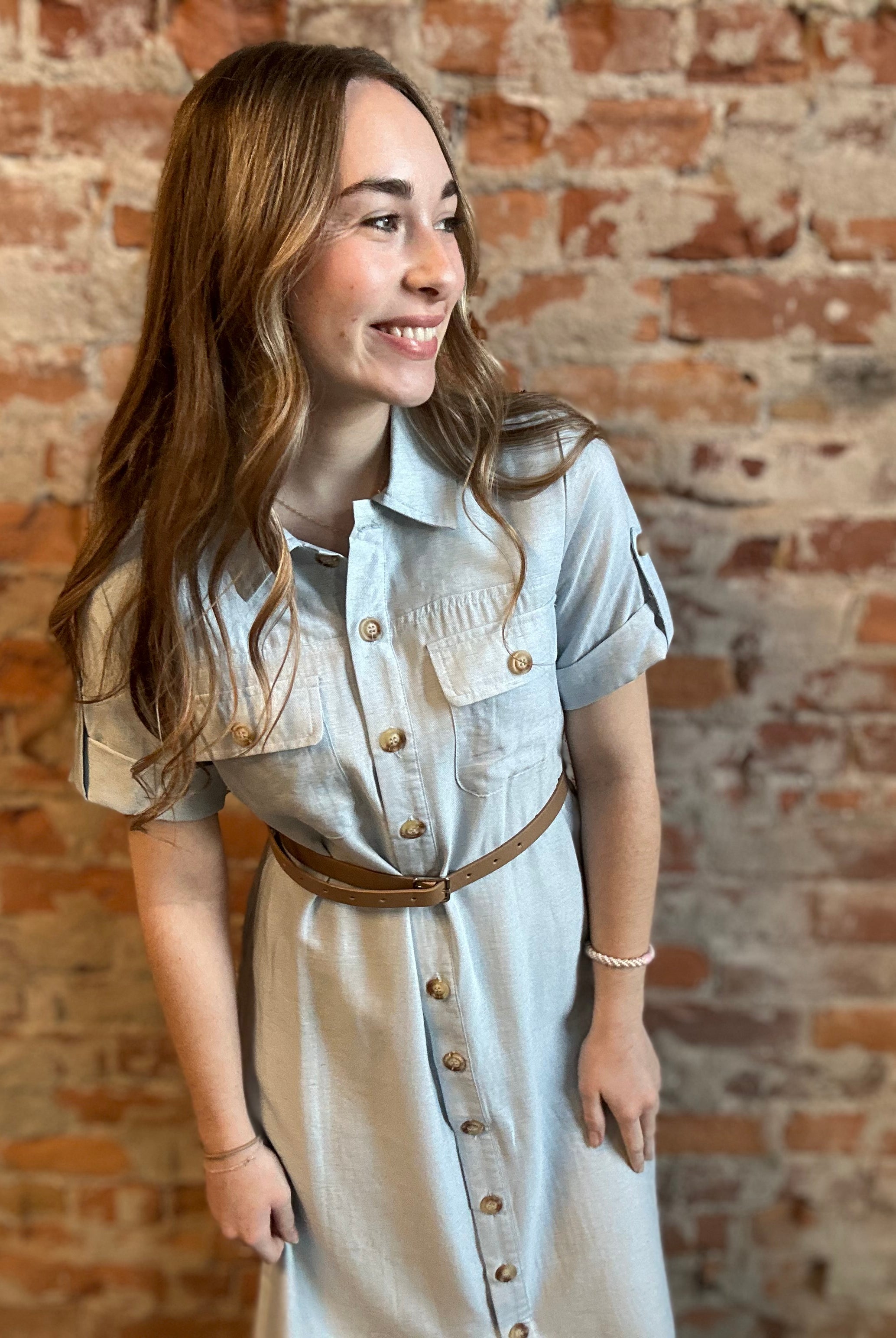 Marissa Belted Linen Dress-Dresses-Blu Pepper-The Funky Zebra Ames, Women's Fashion Boutique in Ames, Iowa