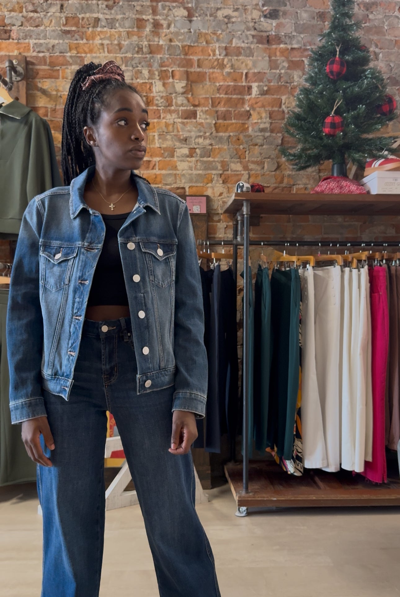 Kiara Denim Jacket-Outerwear-The Funky Zebra Ames-The Funky Zebra Ames, Women's Fashion Boutique in Ames, Iowa