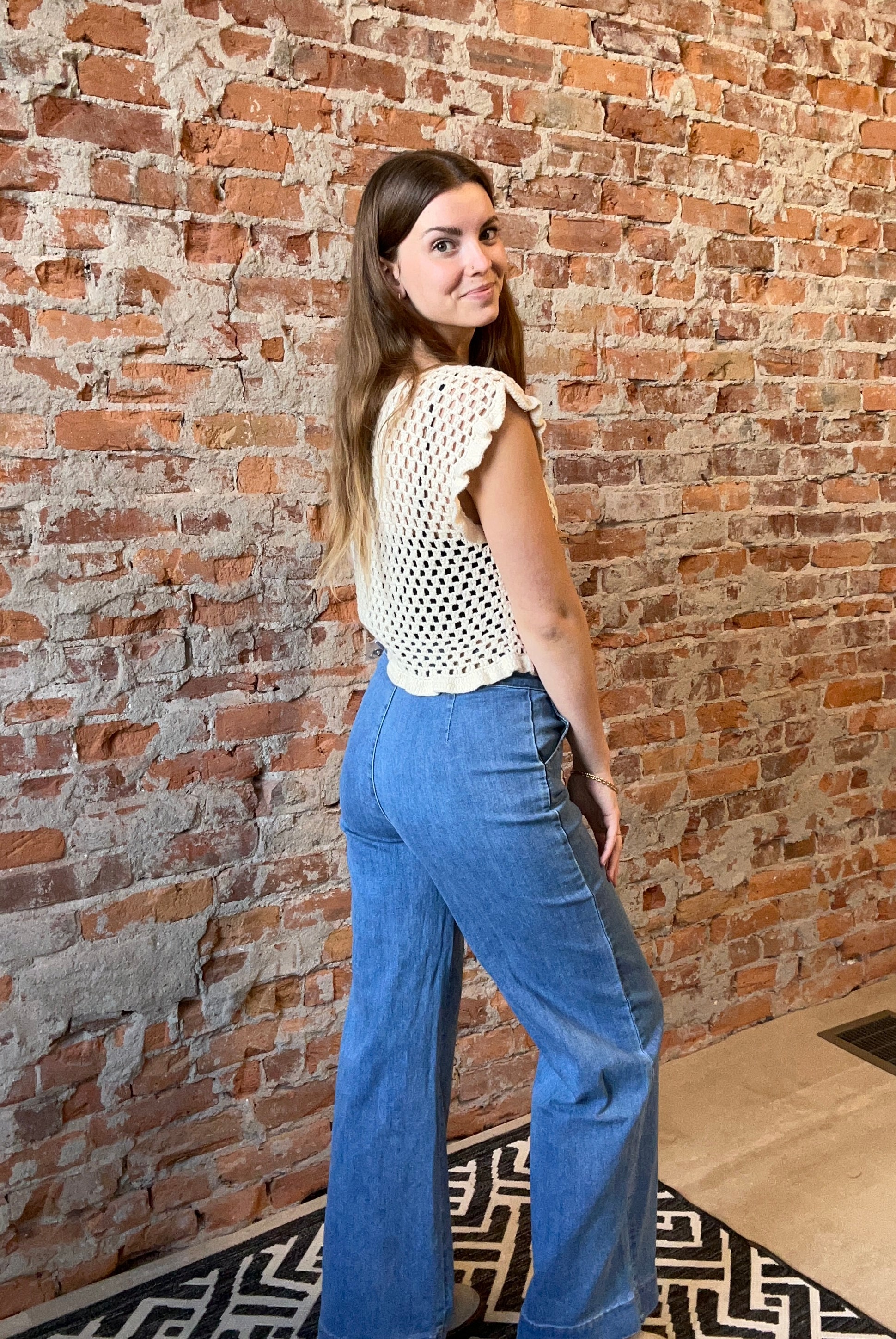 Molly Wide Leg Medium Wash Denim-Jeans-Molly Bracken-The Funky Zebra Ames, Women's Fashion Boutique in Ames, Iowa
