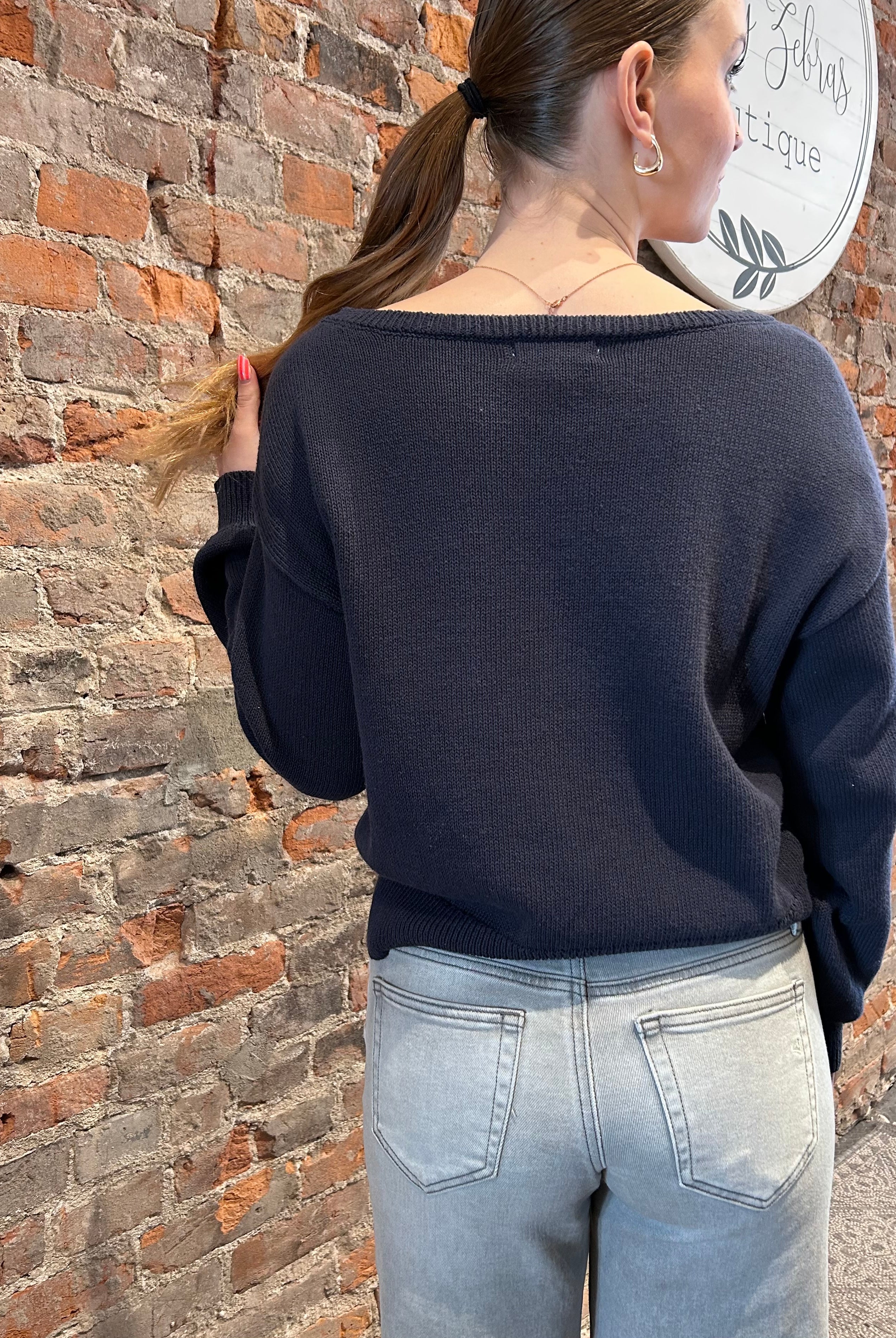 Raina American Heart Puppy Sweater-Sweaters-Blu Pepper-The Funky Zebra Ames, Women's Fashion Boutique in Ames, Iowa