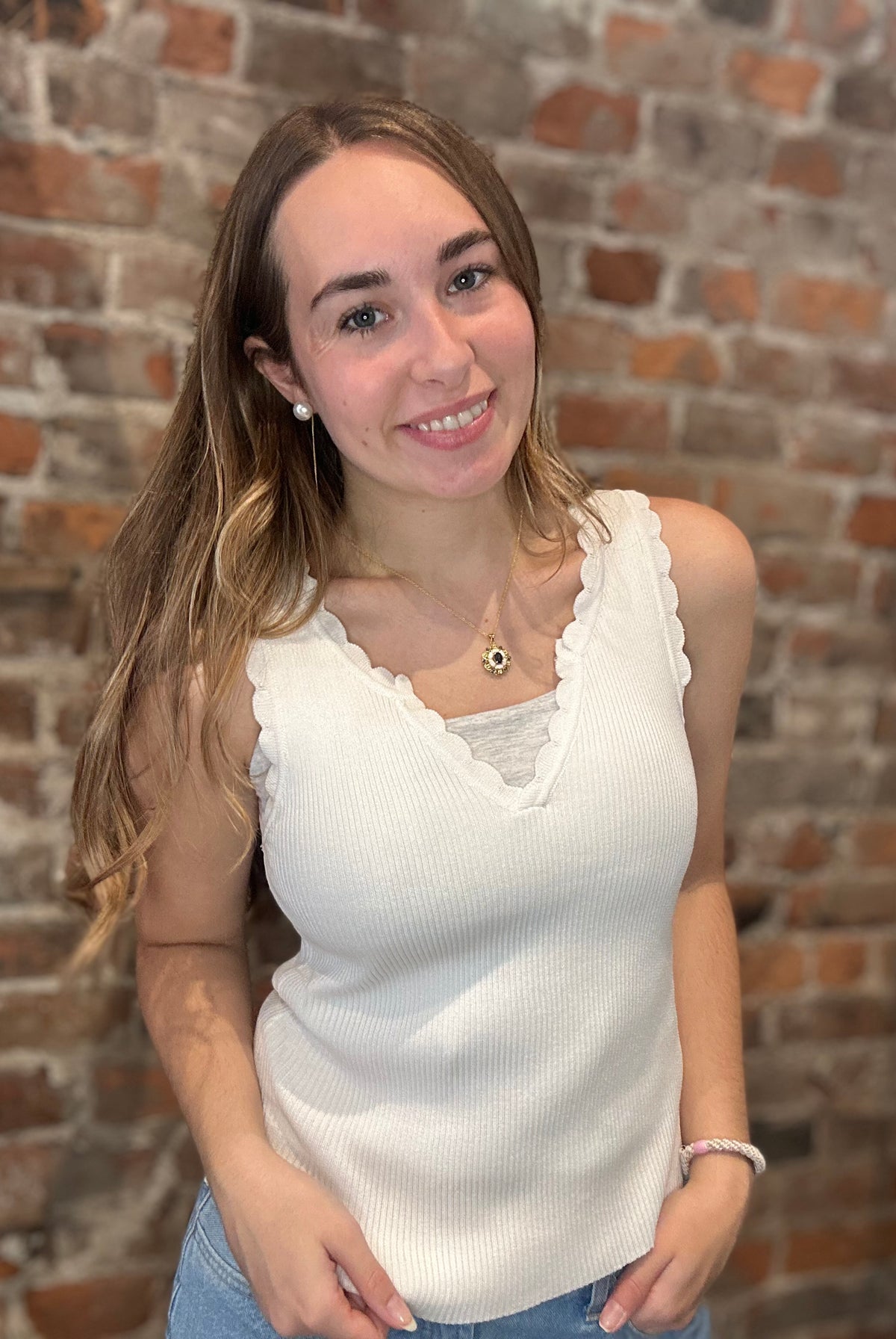 MVB Off White Knit Tank-Nellie & Dani Style House-The Funky Zebra Ames, Women's Fashion Boutique in Ames, Iowa