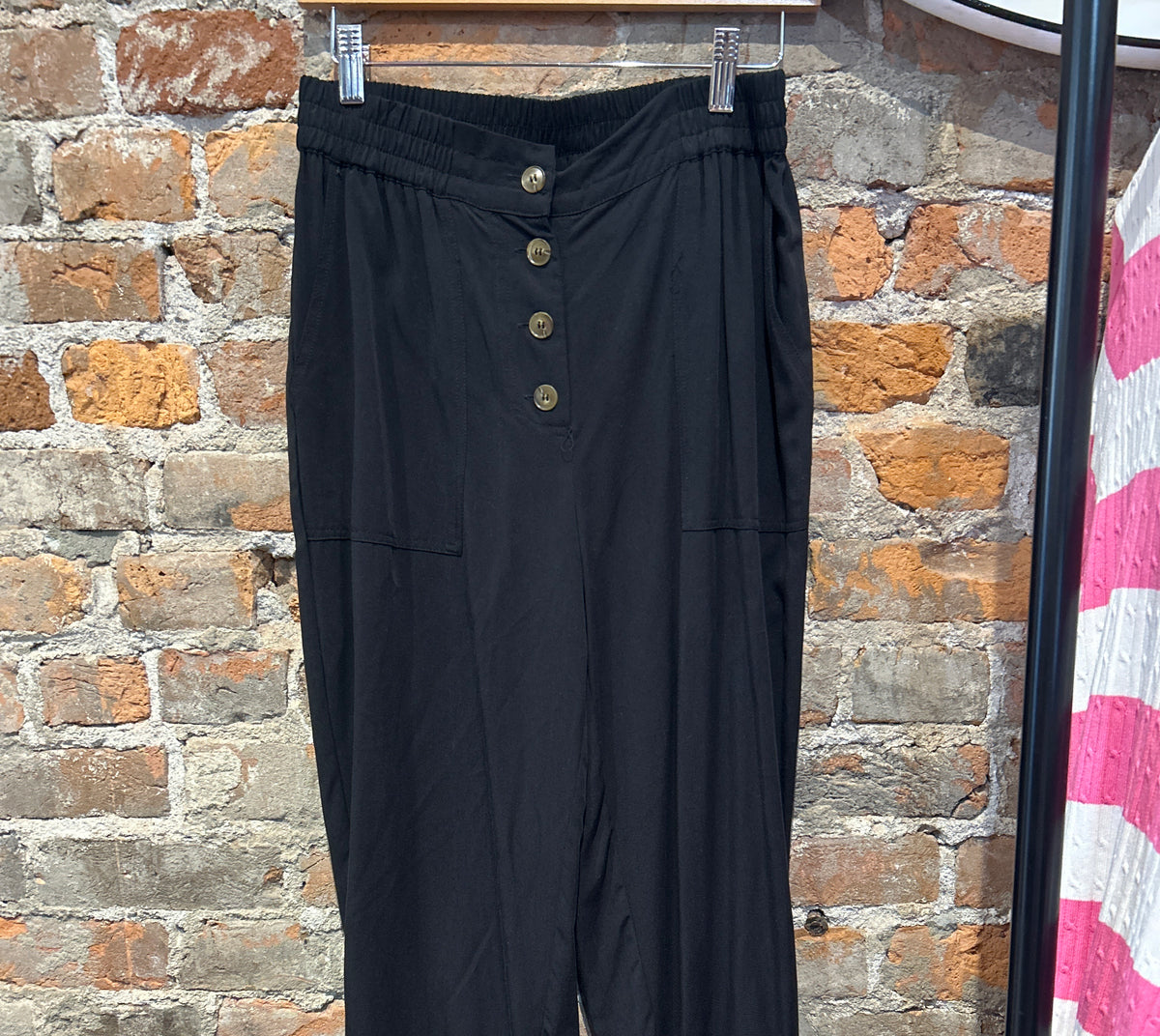 MVB Button Down Black Jogger-Nellie & Dani Style House-The Funky Zebra Ames, Women's Fashion Boutique in Ames, Iowa