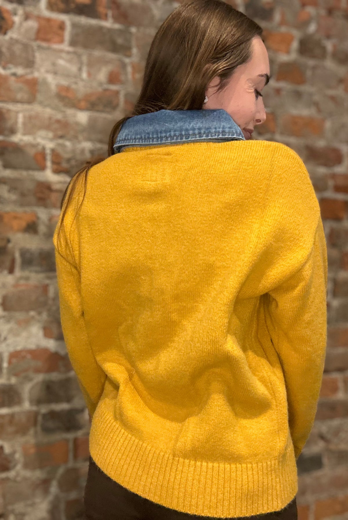 Maisey Denim Collar Sweater-apparel-heimish-The Funky Zebra Ames, Women's Fashion Boutique in Ames, Iowa