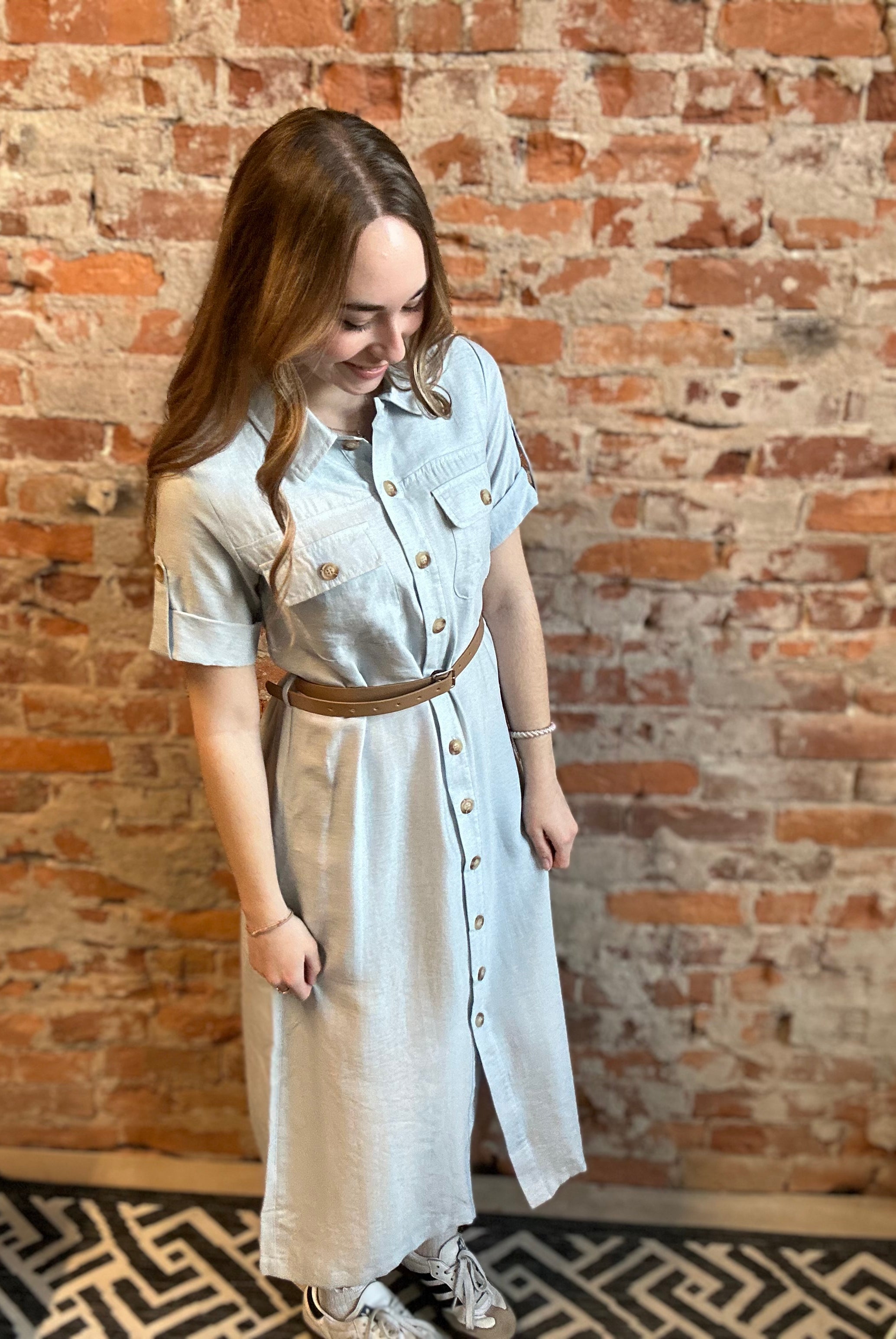Marissa Belted Linen Dress-Dresses-Blu Pepper-The Funky Zebra Ames, Women's Fashion Boutique in Ames, Iowa