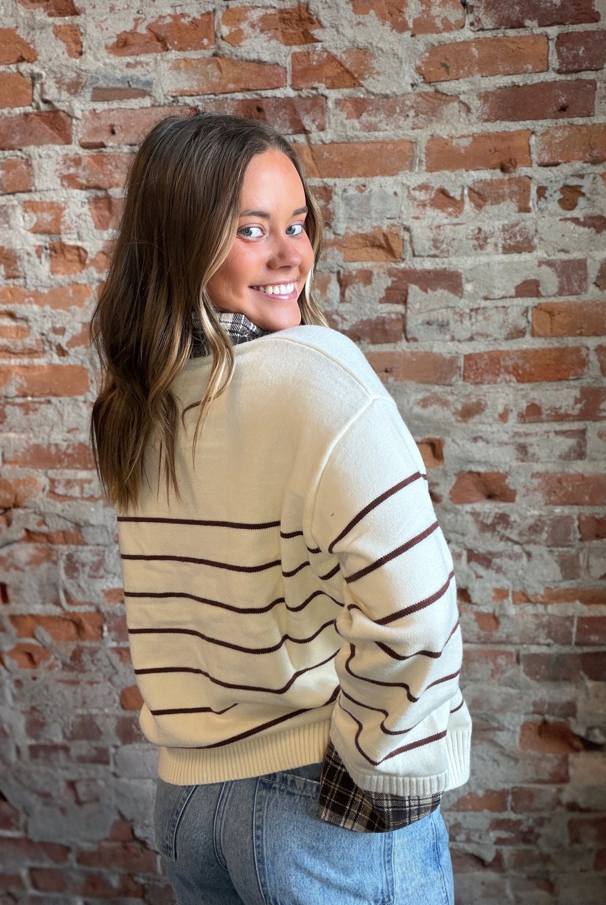 Erin Plaid Collared Sweater-apparel-She & Sky-The Funky Zebra Ames, Women's Fashion Boutique in Ames, Iowa