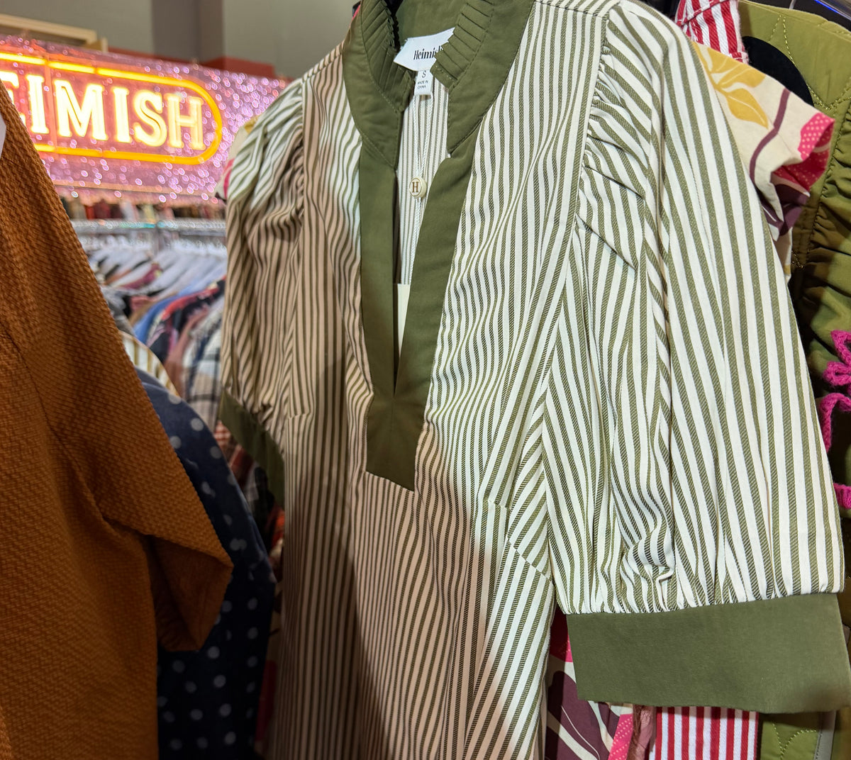 Krystal Striped Puff Sleeve-apparel-heimish-The Funky Zebra Ames, Women's Fashion Boutique in Ames, Iowa