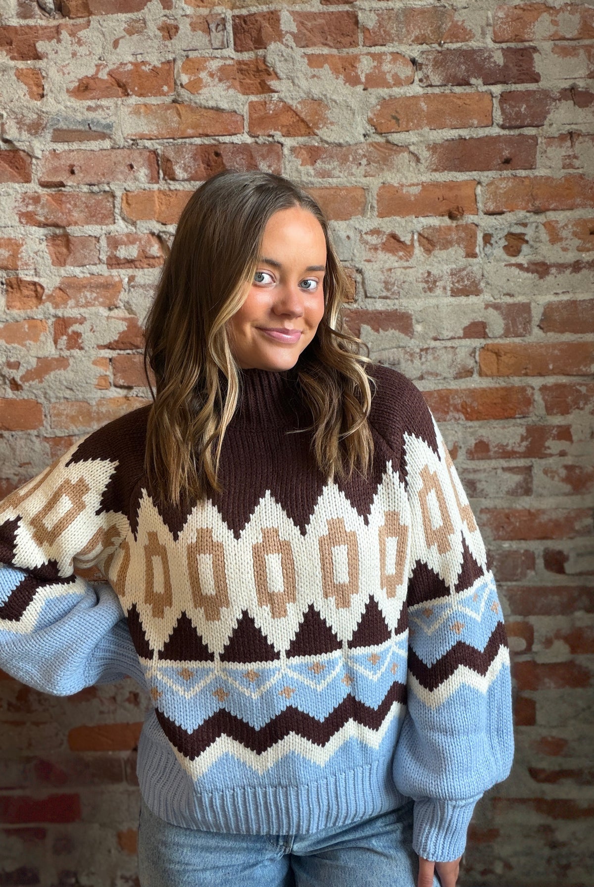 Naveen Nordic Sweater-Long Sleeves-She & Sky-The Funky Zebra Ames, Women's Fashion Boutique in Ames, Iowa