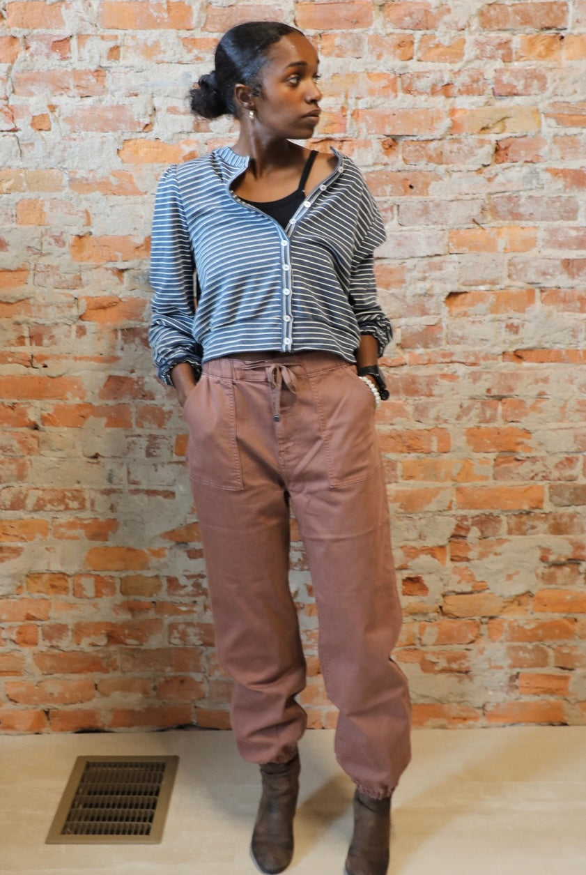 Anna Striped Button Front Blouse-The Funky Zebra Ames-The Funky Zebra Ames, Women's Fashion Boutique in Ames, Iowa