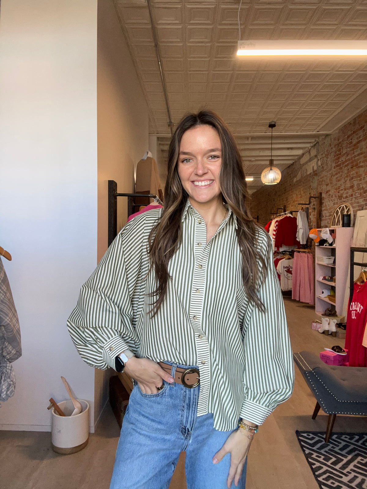 Stevie Button Down-apparel-in february-The Funky Zebra Ames, Women's Fashion Boutique in Ames, Iowa